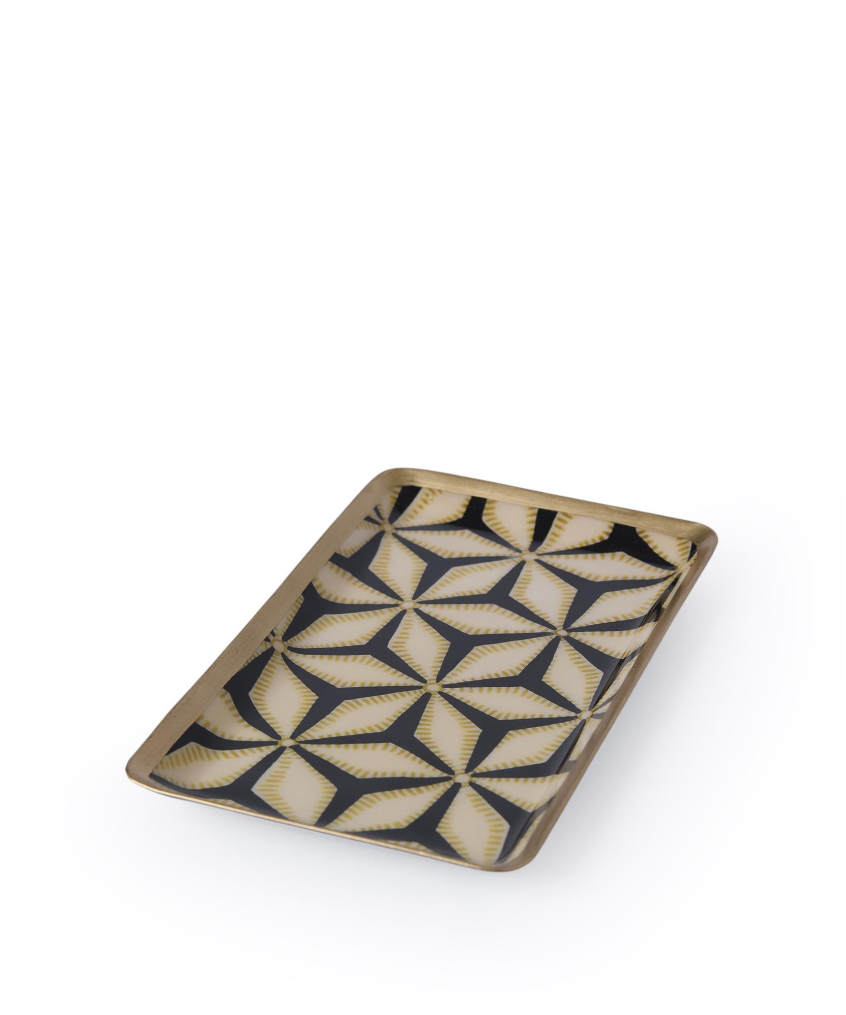 YARGICI Geometrik Desenli Alüminyum Dikdörtgen Tepsi(15x10x1 Cm)