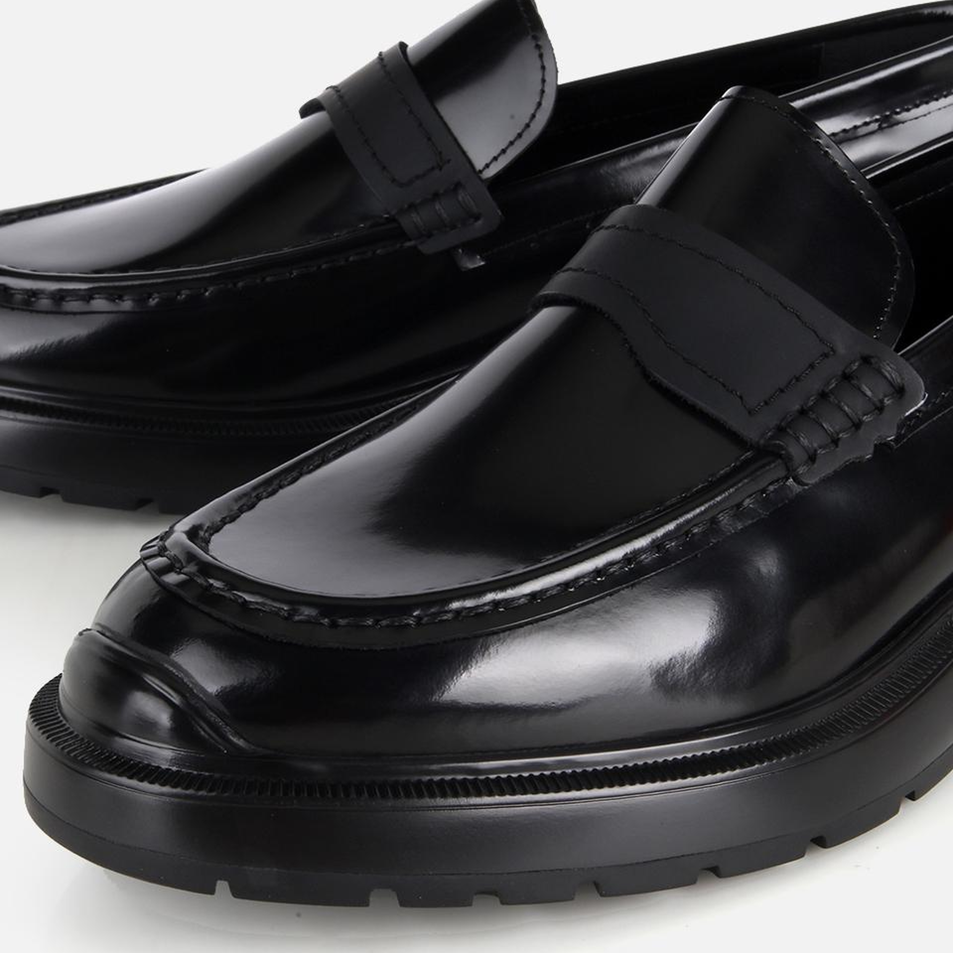 Erkek Rugan Deri Siyah Burun Detaylı Klasik Loafer