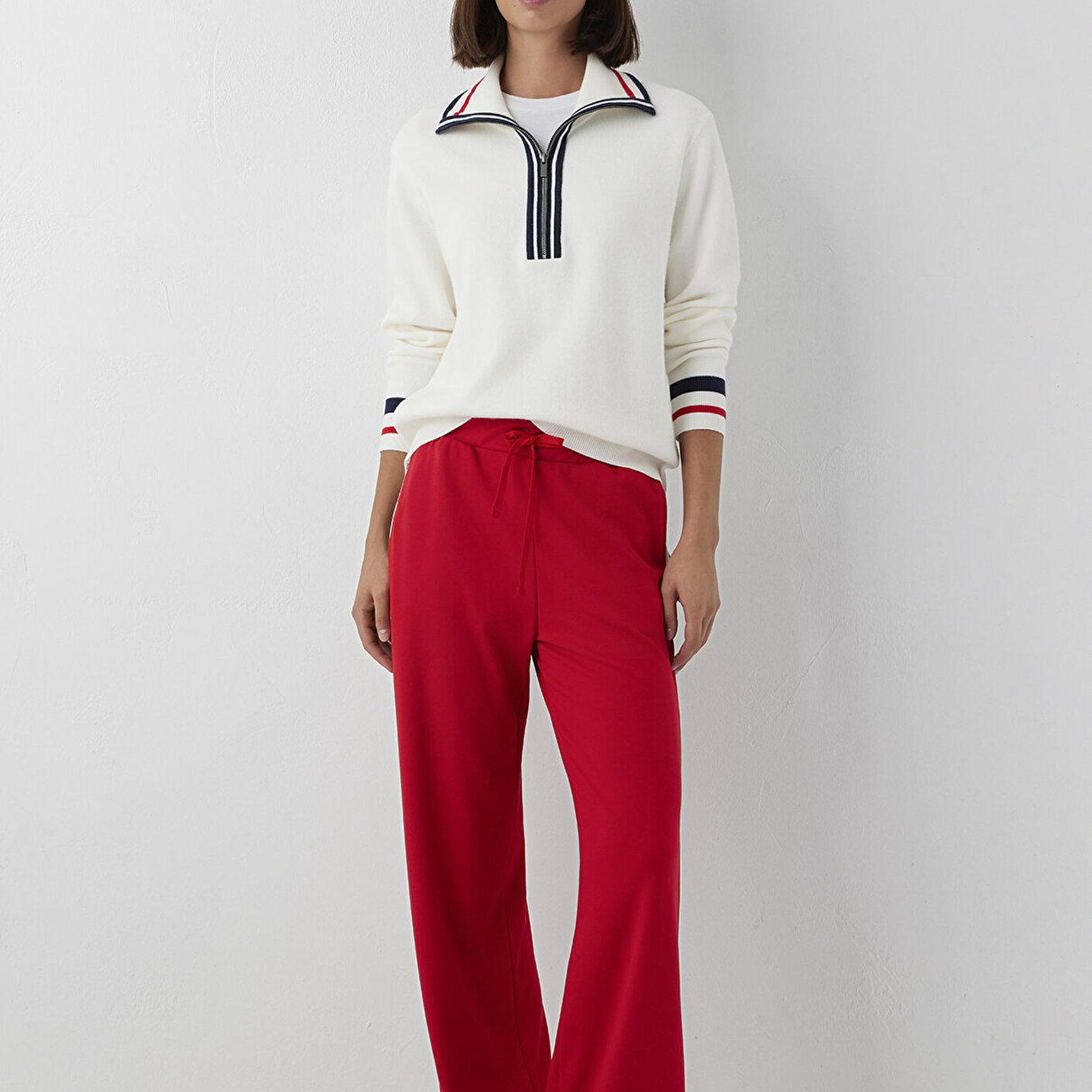 Mavi Ekru Kazak Loose Fit / Bol Rahat Kesim 1710949-70057