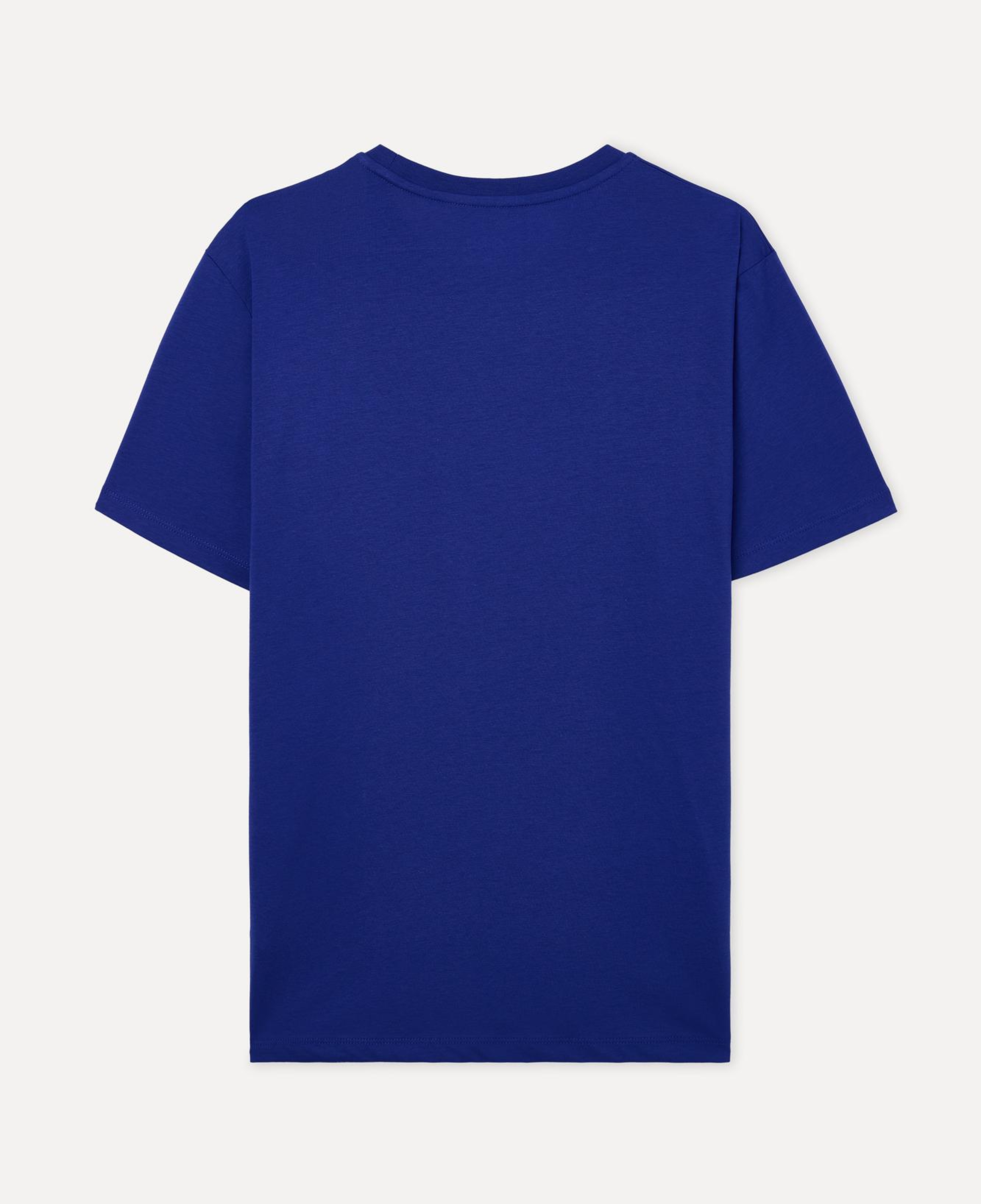 Erkek Saks Mavi Pamuklu Bisiklet Yaka T-Shirt