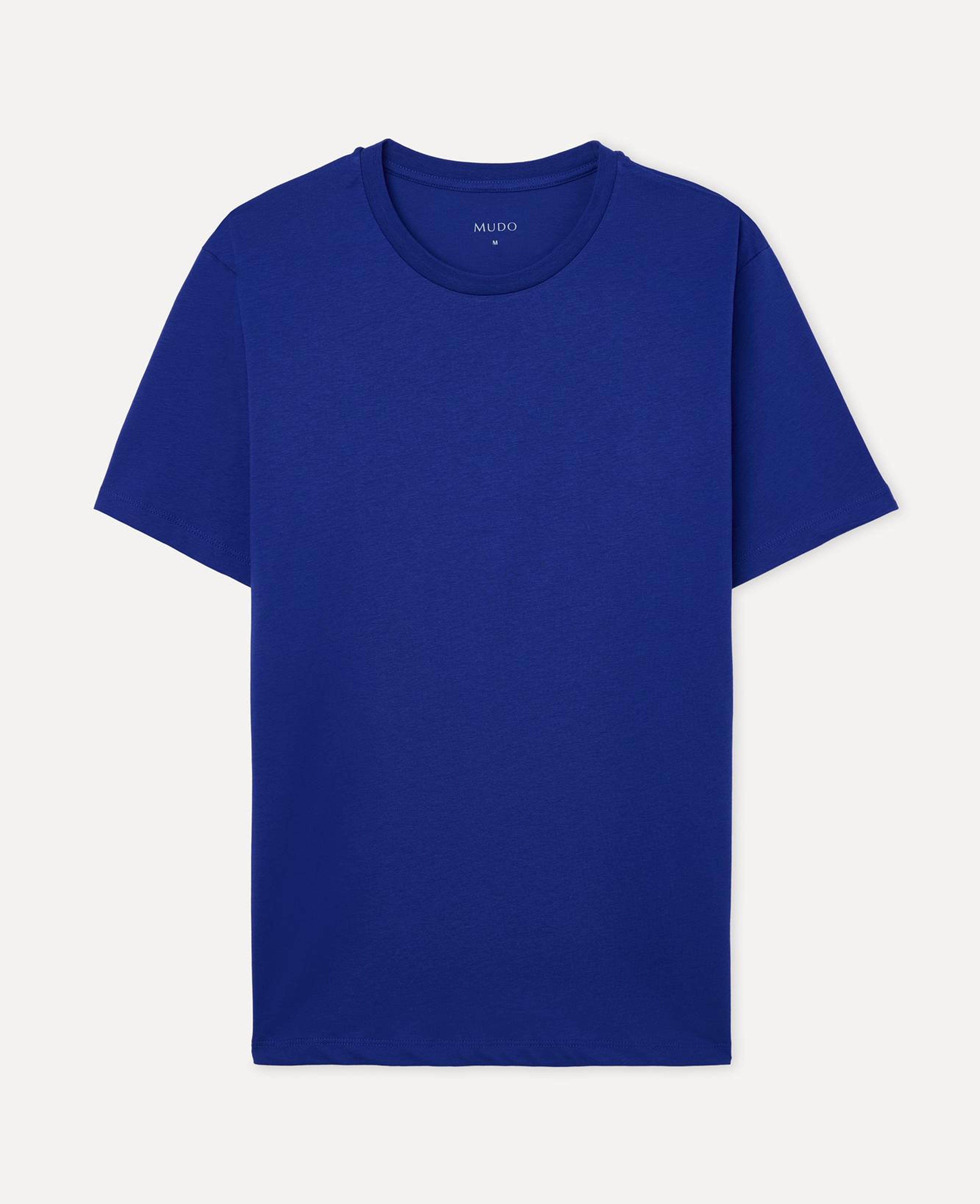 Erkek Saks Mavi Pamuklu Bisiklet Yaka T-Shirt