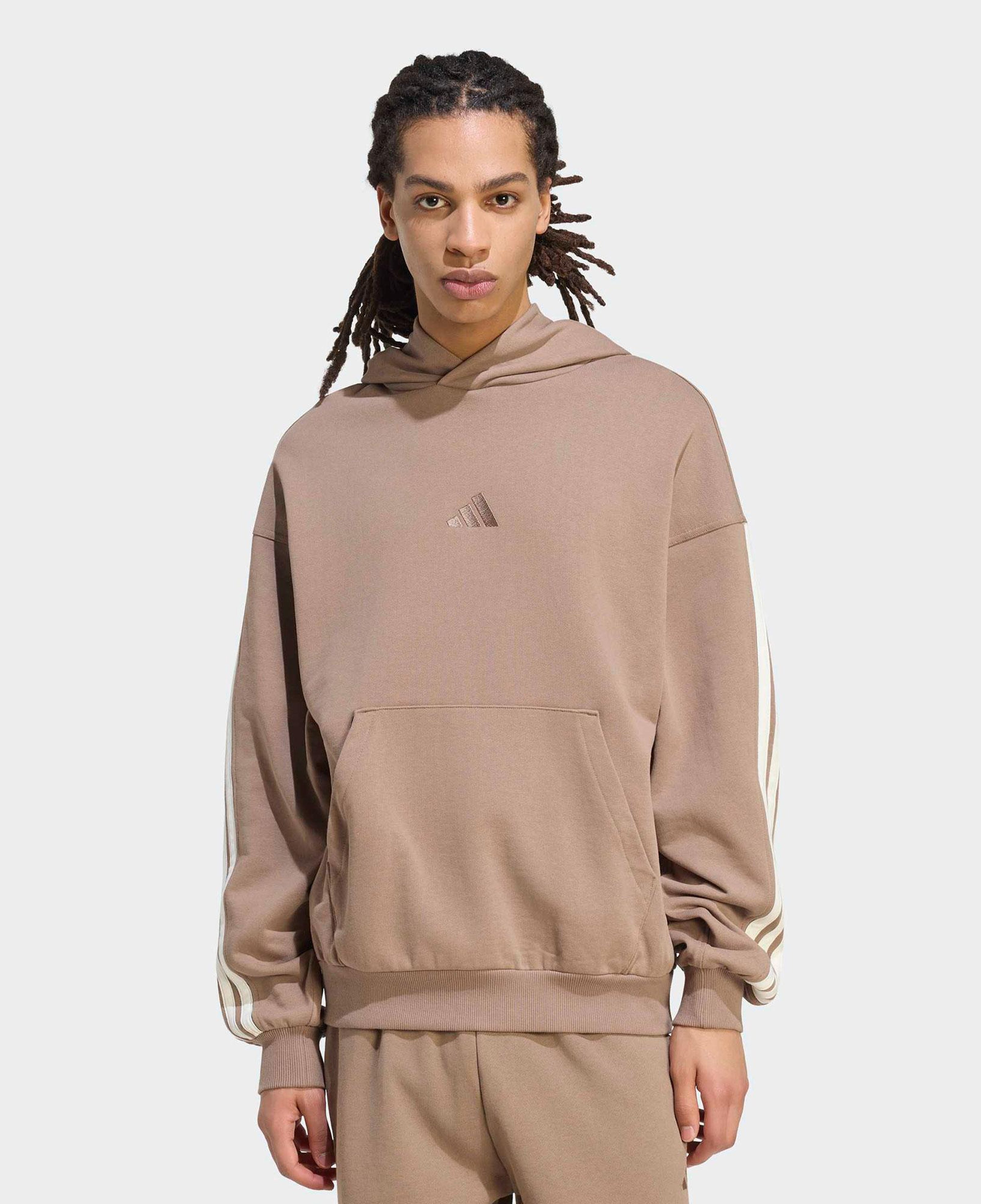 adidas Kit 3-Stripes Erkek Bej Kapüşonlu Sweatshirt