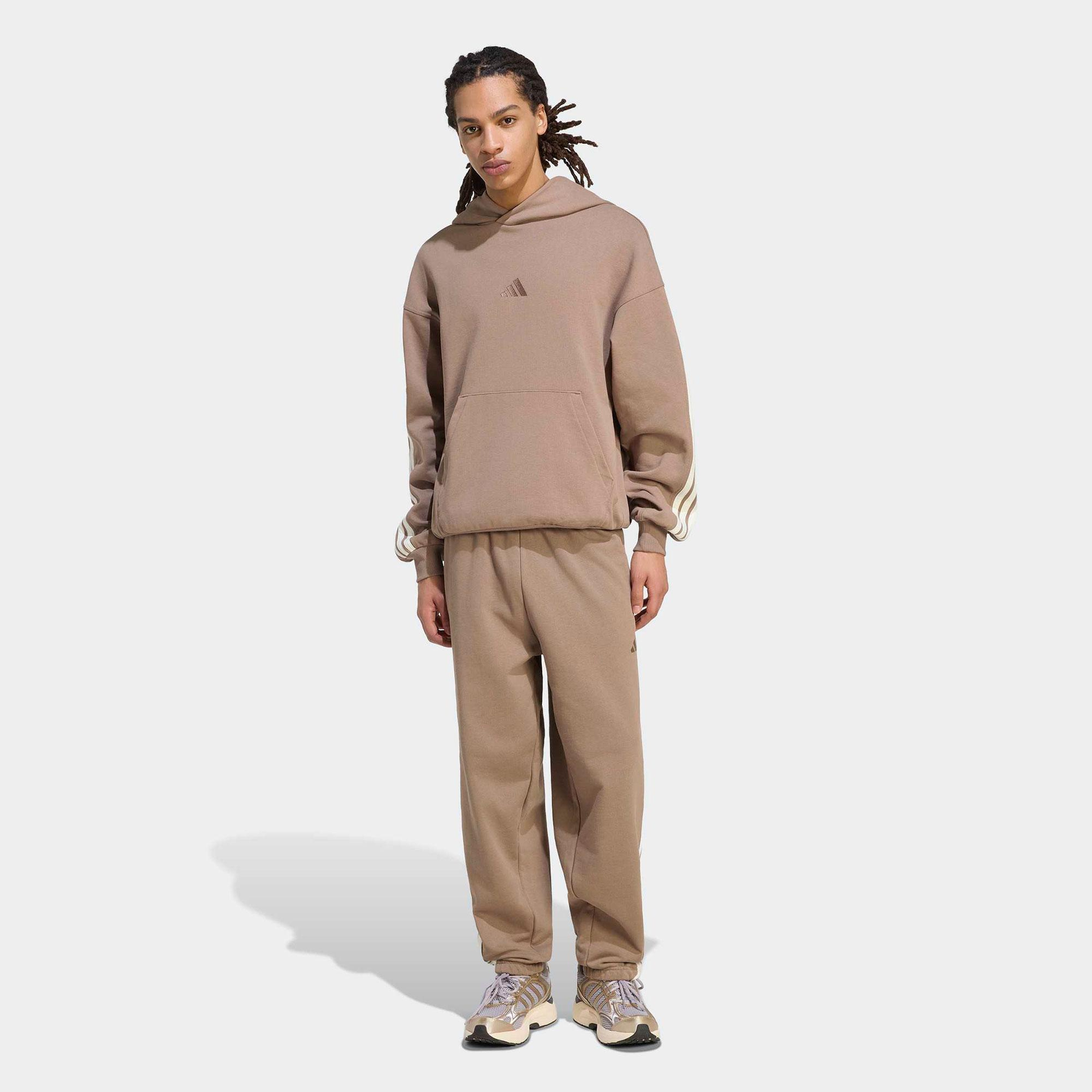 adidas Kit 3-Stripes Erkek Bej Kapüşonlu Sweatshirt