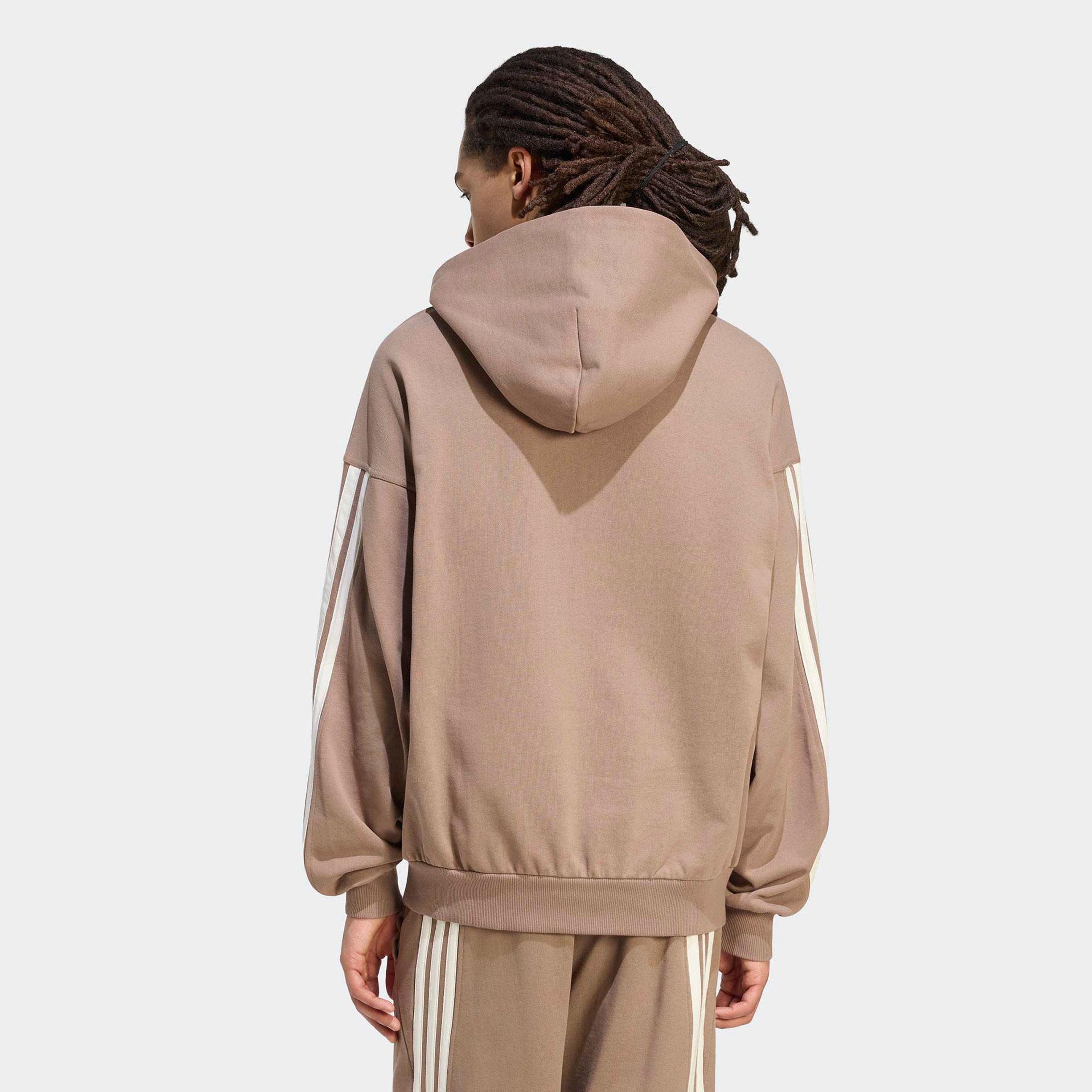 adidas Kit 3-Stripes Erkek Bej Kapüşonlu Sweatshirt