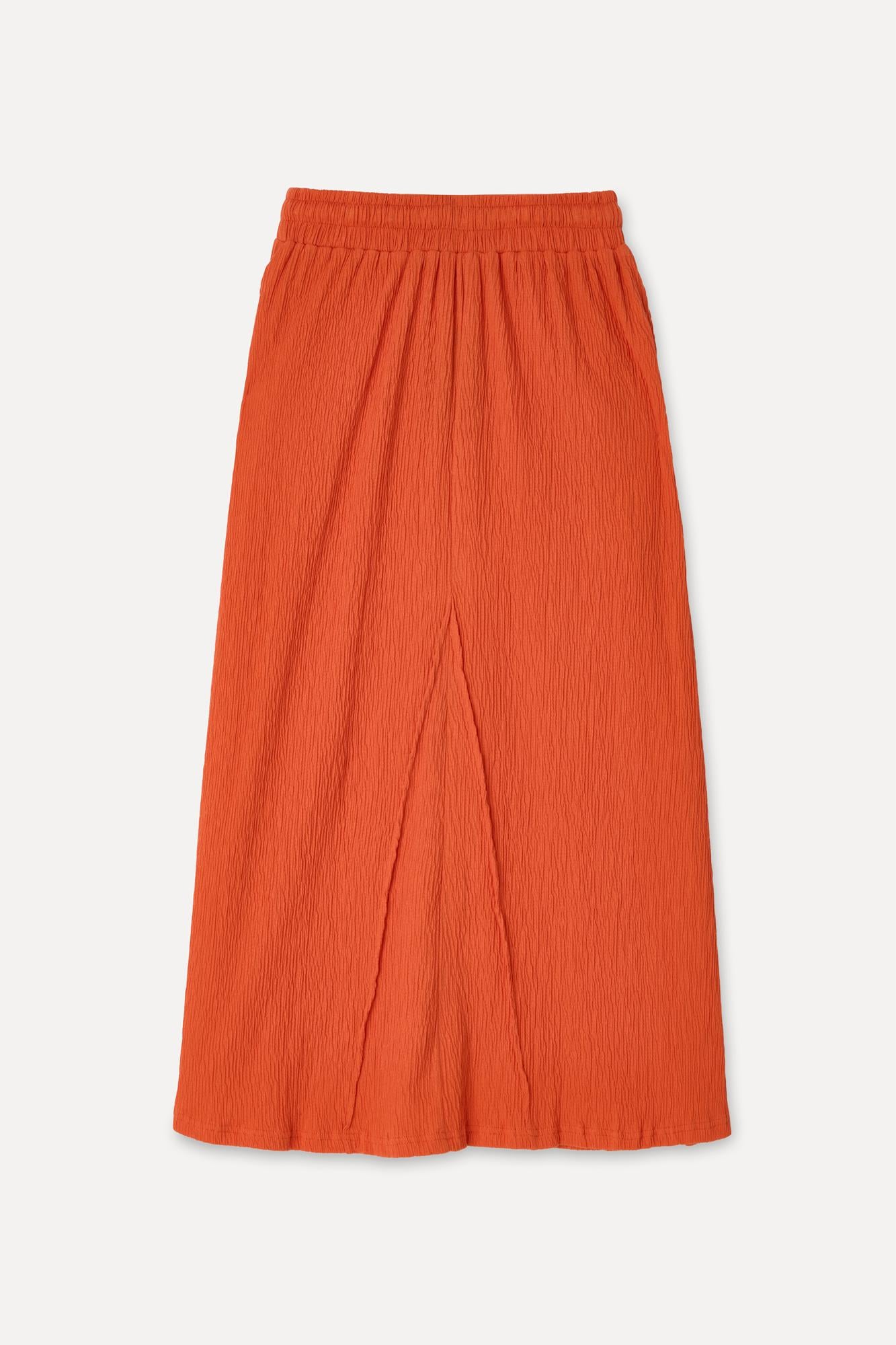 Kadın Kırmızı Loose Fit Beli Bağlamalı Midi Etek
