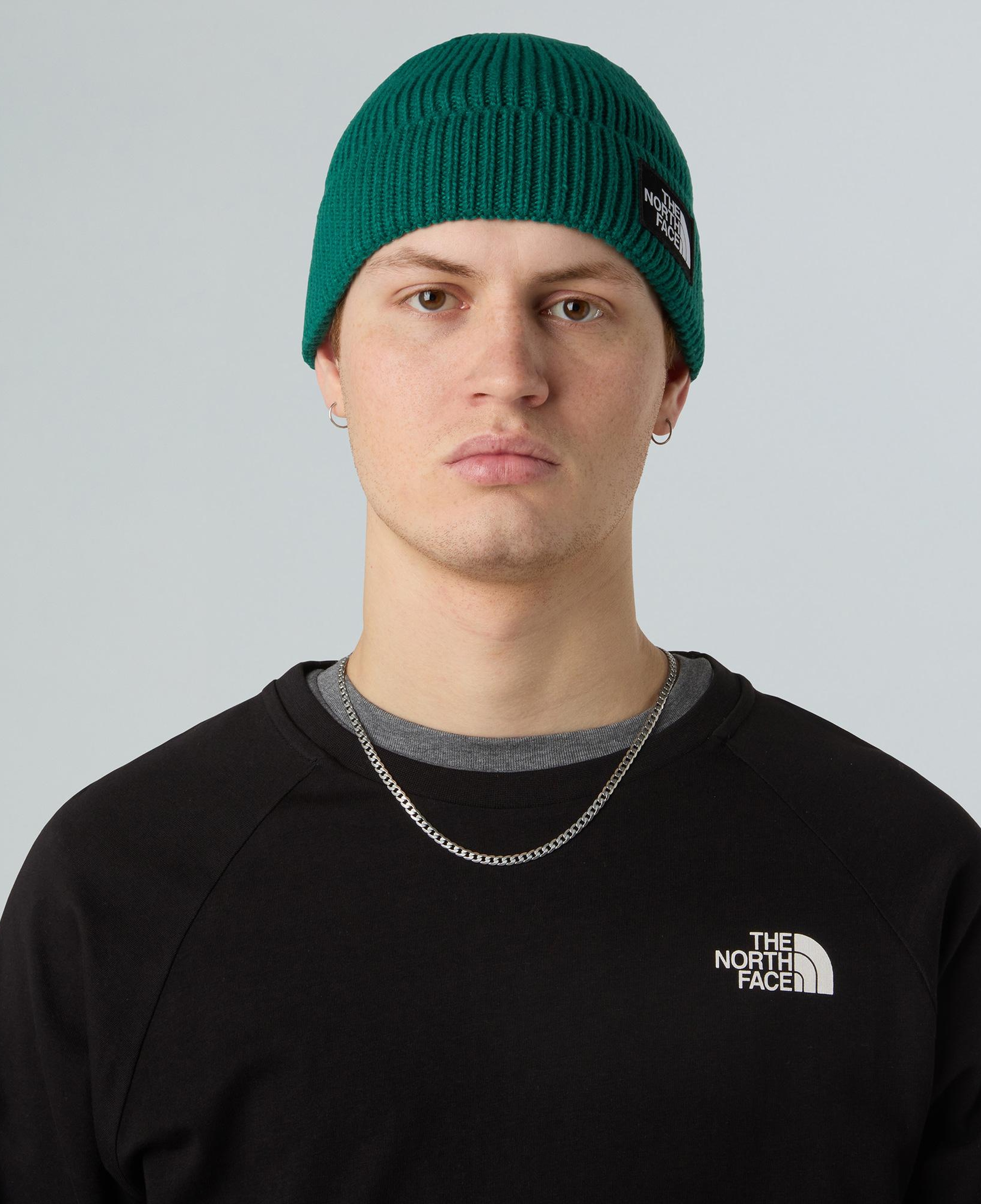The North Face Logo Box Cuffed Unisex Yeşil Bere