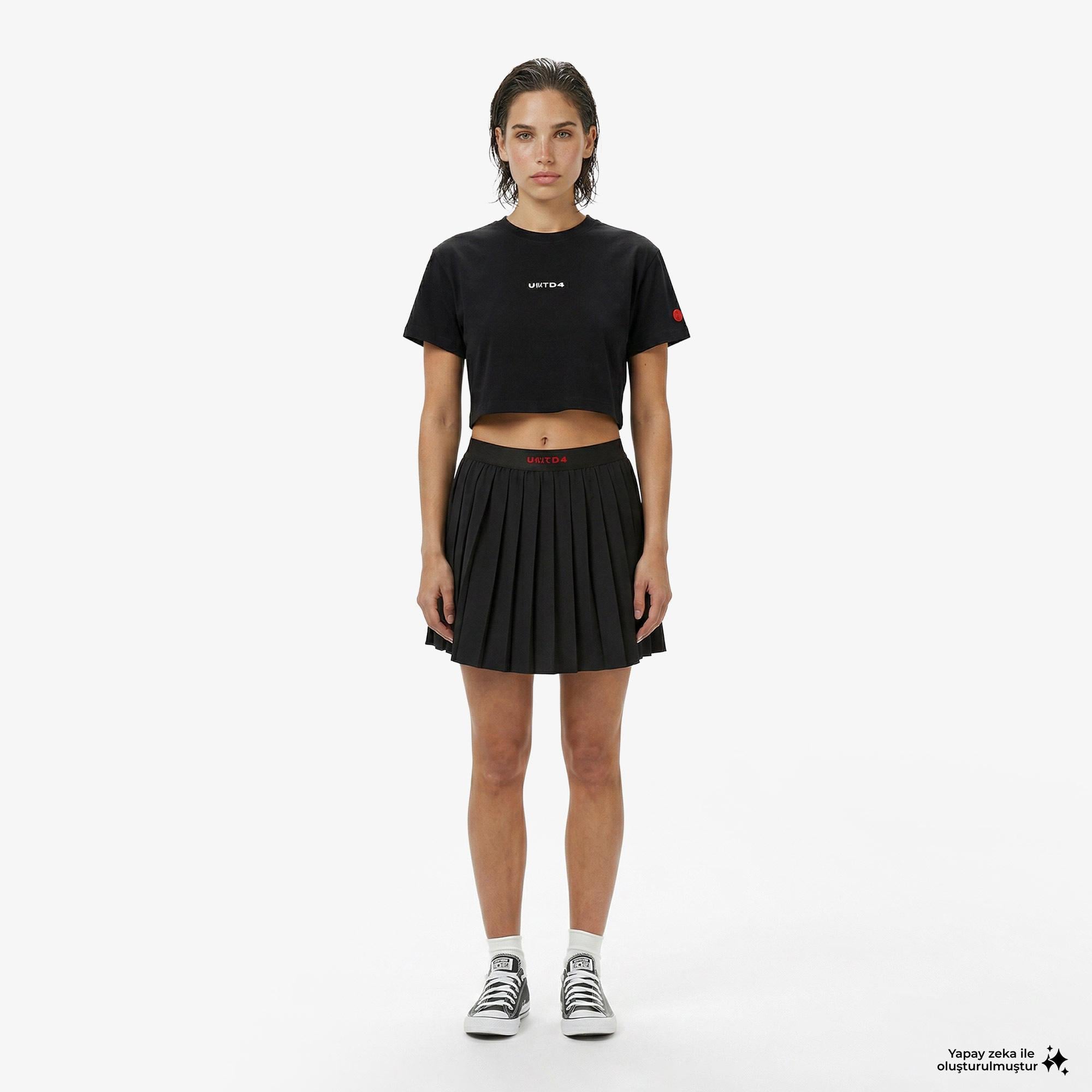 UNITED4 Regular Fit Kadın Siyah T-Shirt