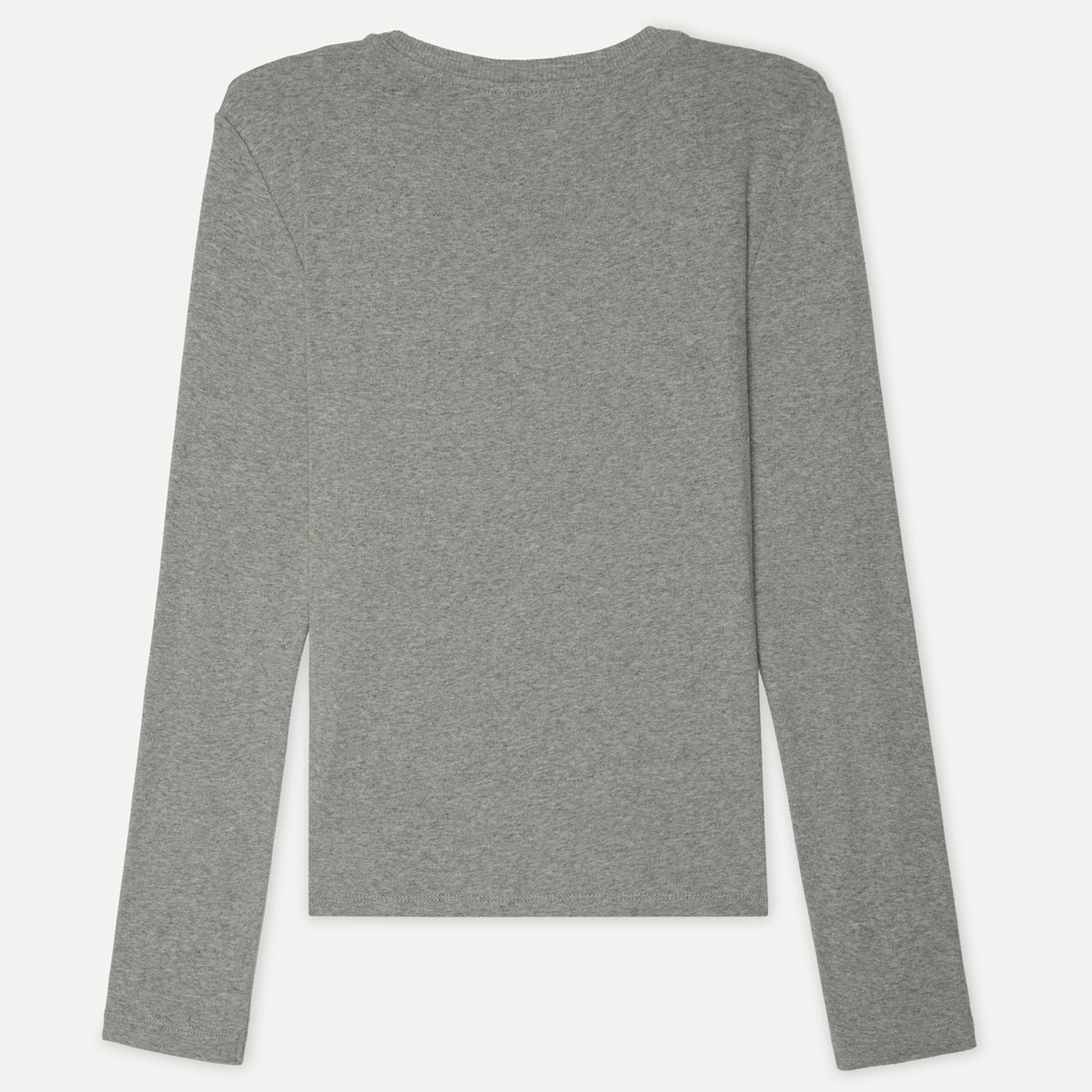 Kadın Gri Melanj Bisiklet Yaka Uzun Kollu T-Shirt