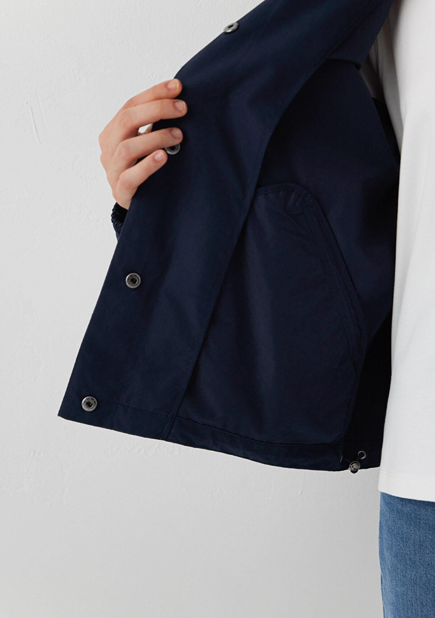 Mavi Kapüşonlu Lacivert Ceket Oversize / Geniş Kesim 1110812-90372