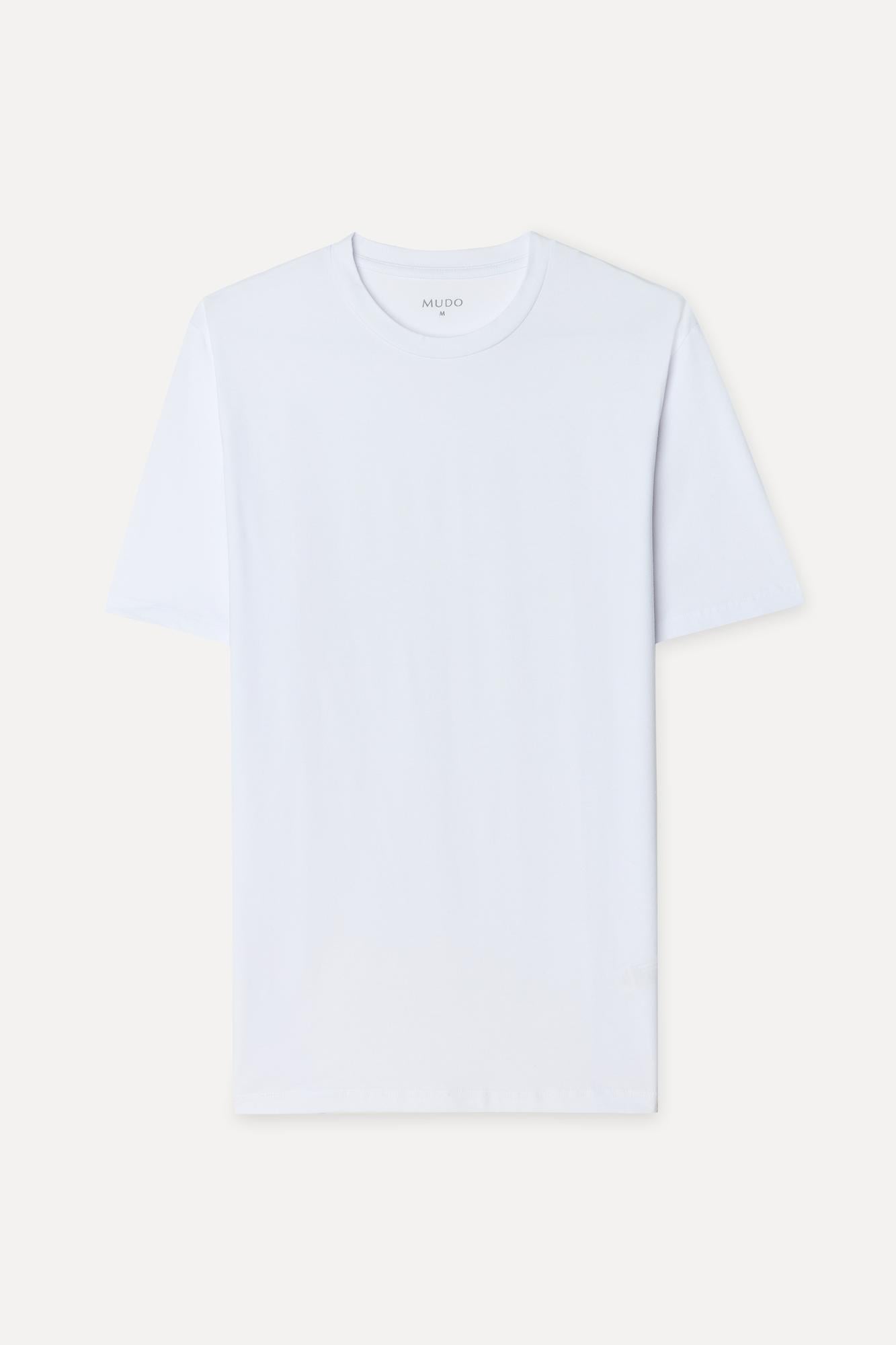 Erkek Beyaz Bisiklet Yaka T-Shirt