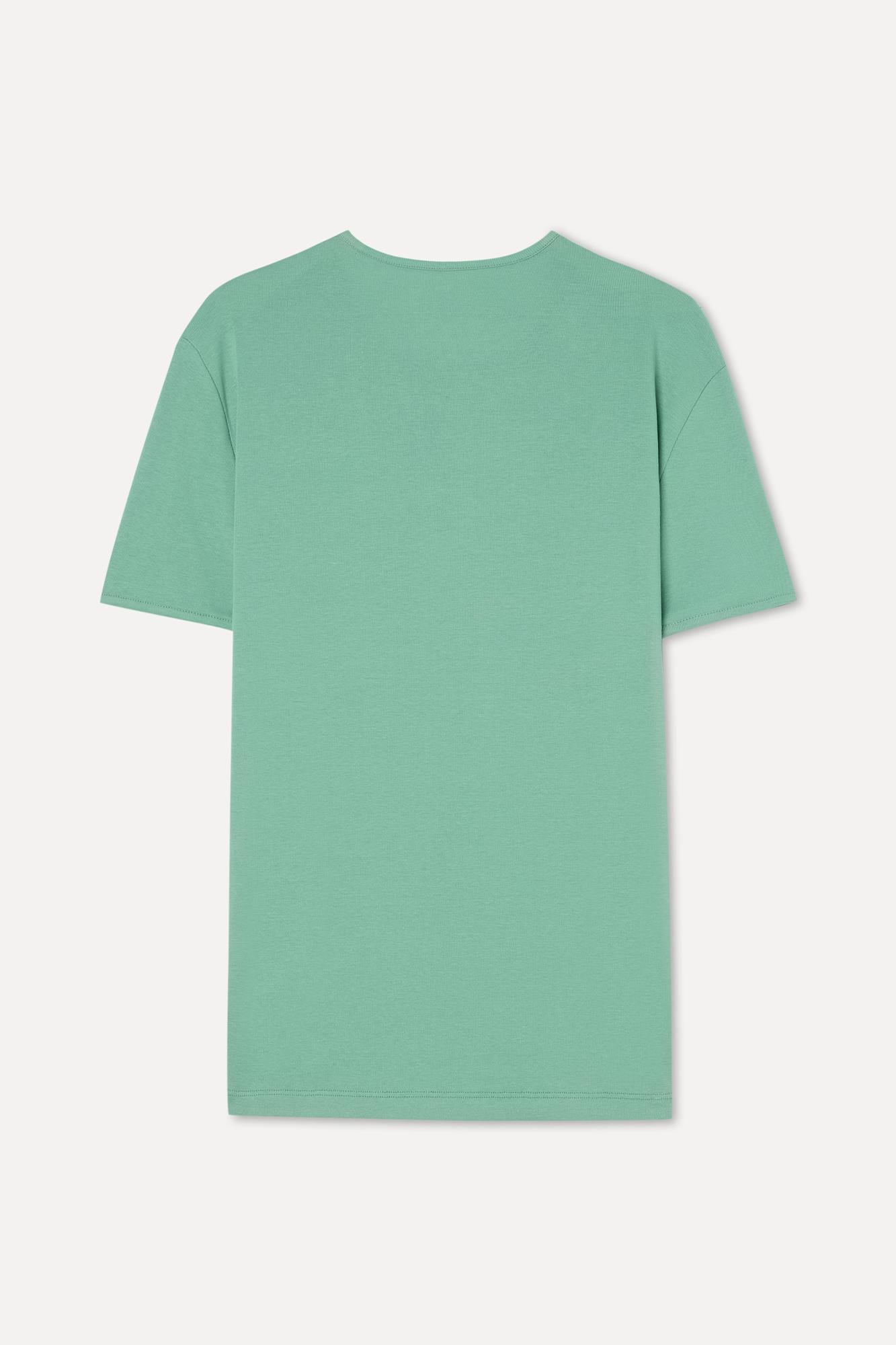 Erkek Yeşil Bisiklet Yaka T-Shirt