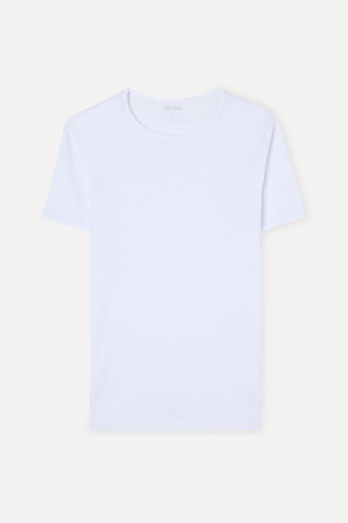 Erkek Beyaz Bisiklet Yaka T-Shirt