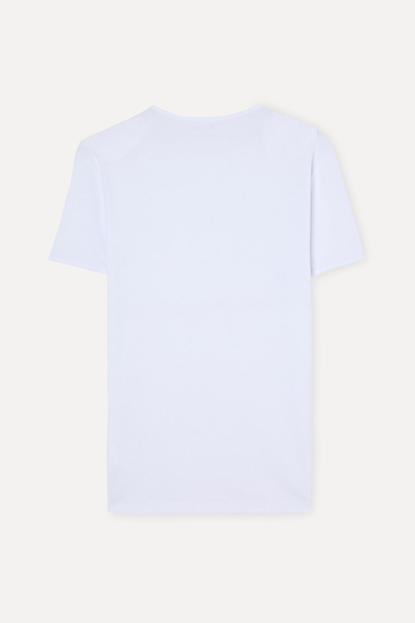 Erkek Beyaz Bisiklet Yaka T-Shirt
