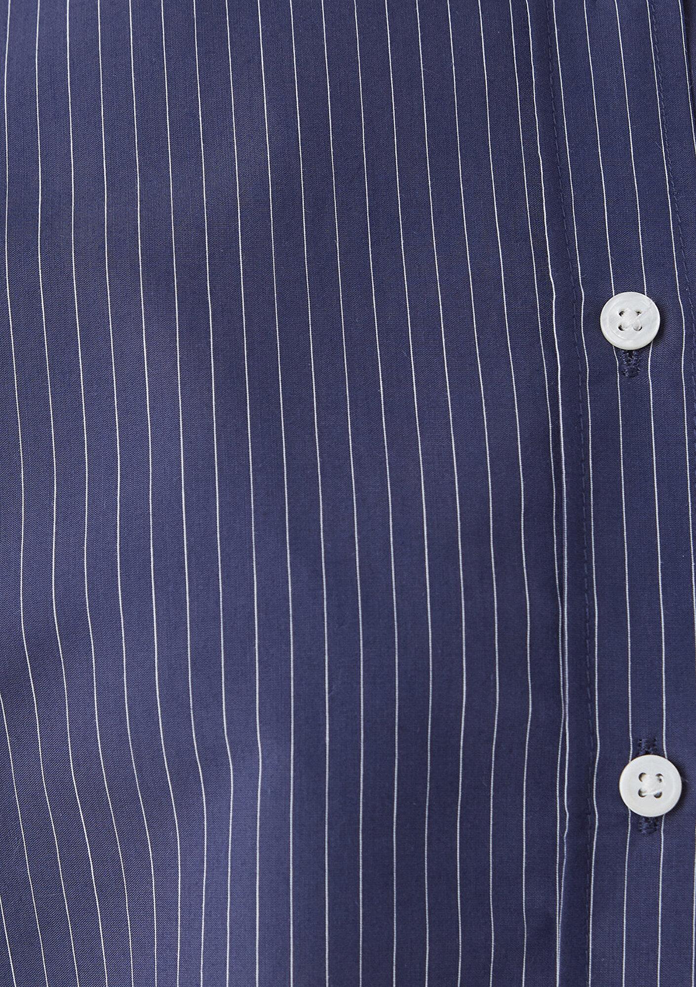 Mavi Çizgili Gömlek Loose Fit / Bol Rahat Kesim 1211494-80738