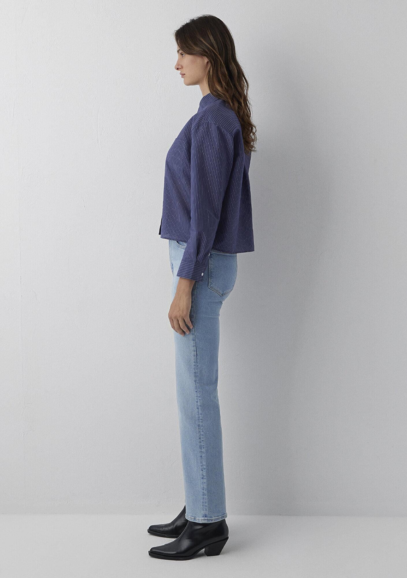 Mavi Çizgili Gömlek Loose Fit / Bol Rahat Kesim 1211494-80738
