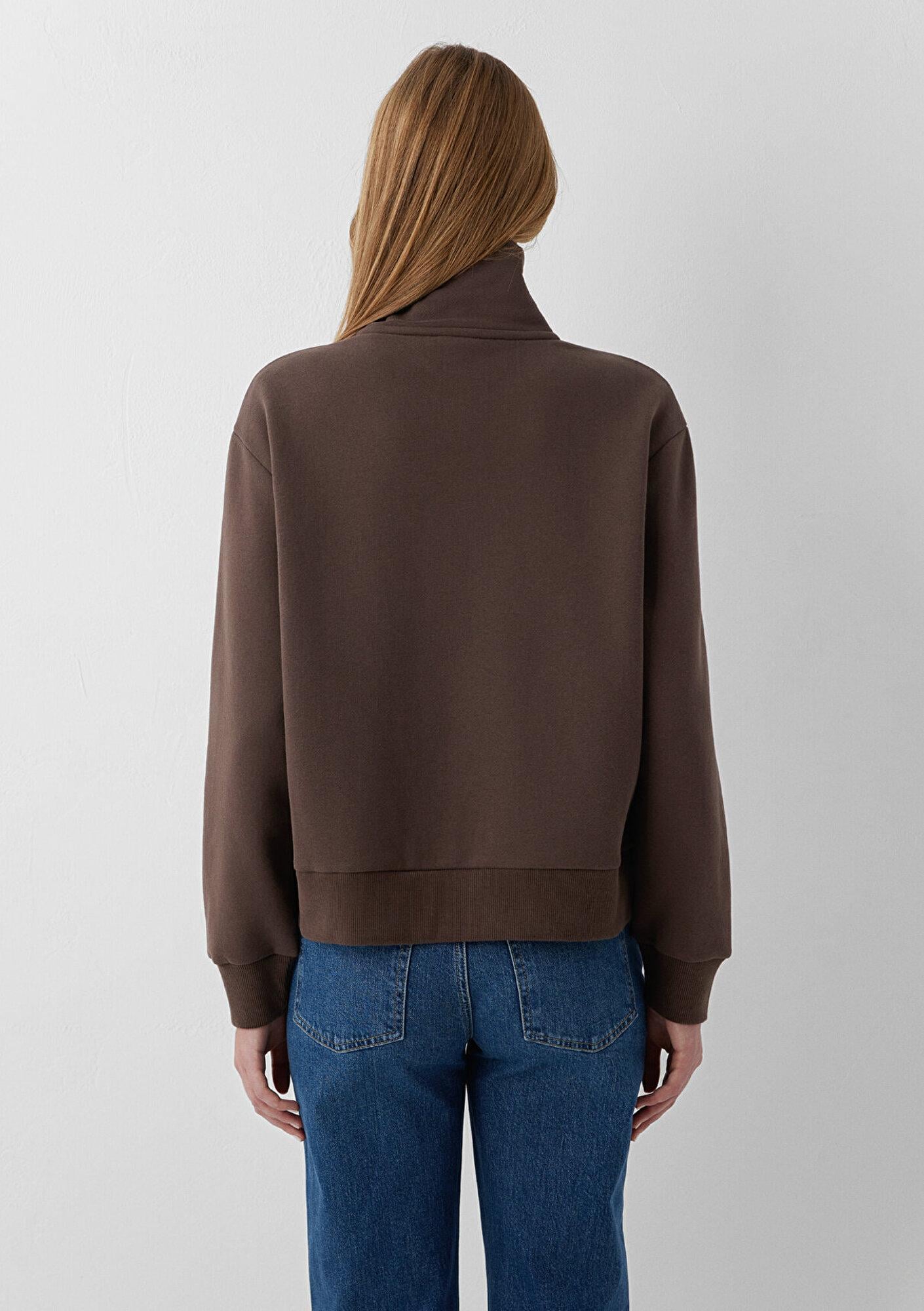 Mavi Mavi Mini Logo Yarı Fermuarlı Kahverengi Sweatshirt 1S10564-71603