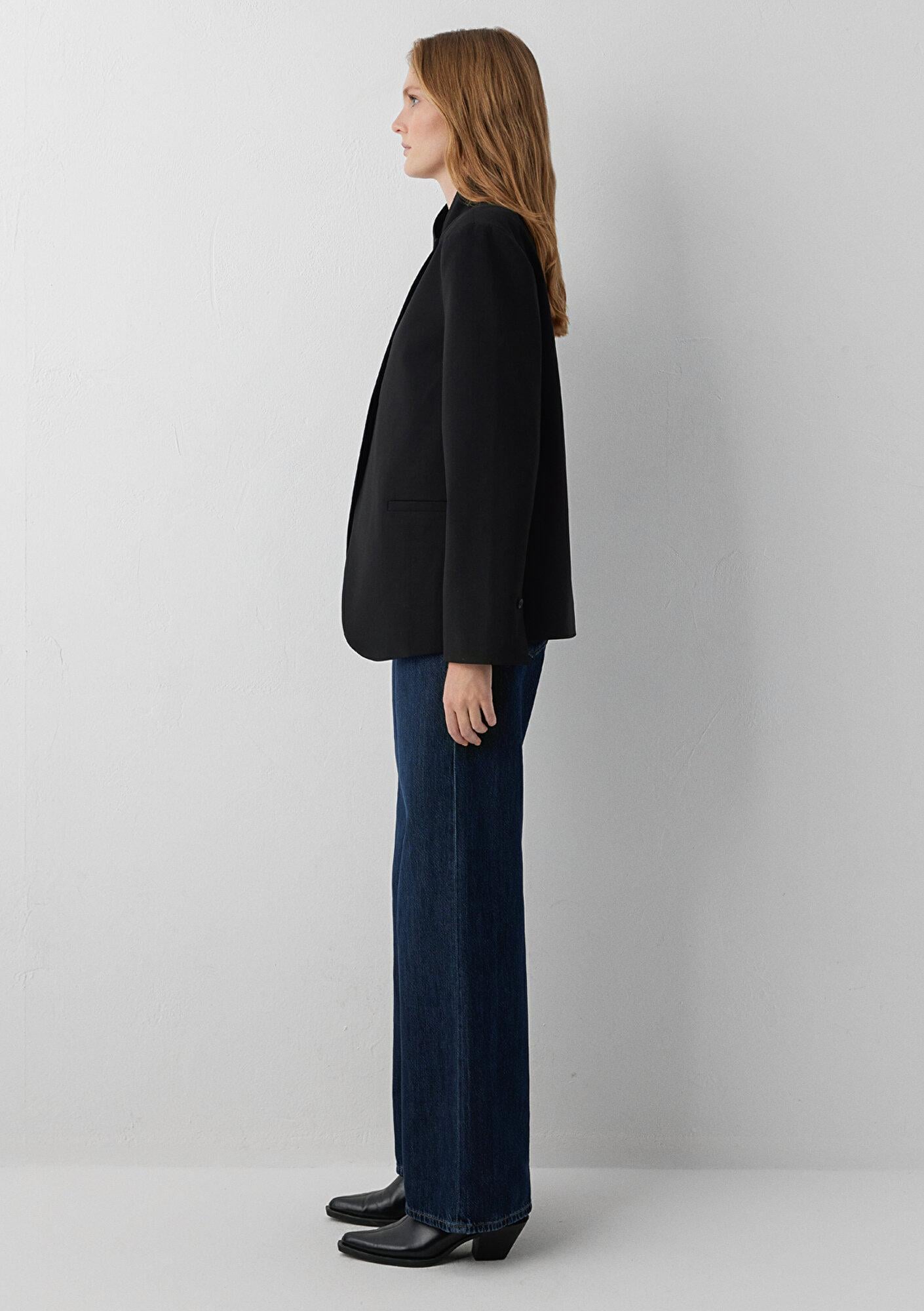Mavi Yün Karışımlı Siyah Blazer 1120332-900