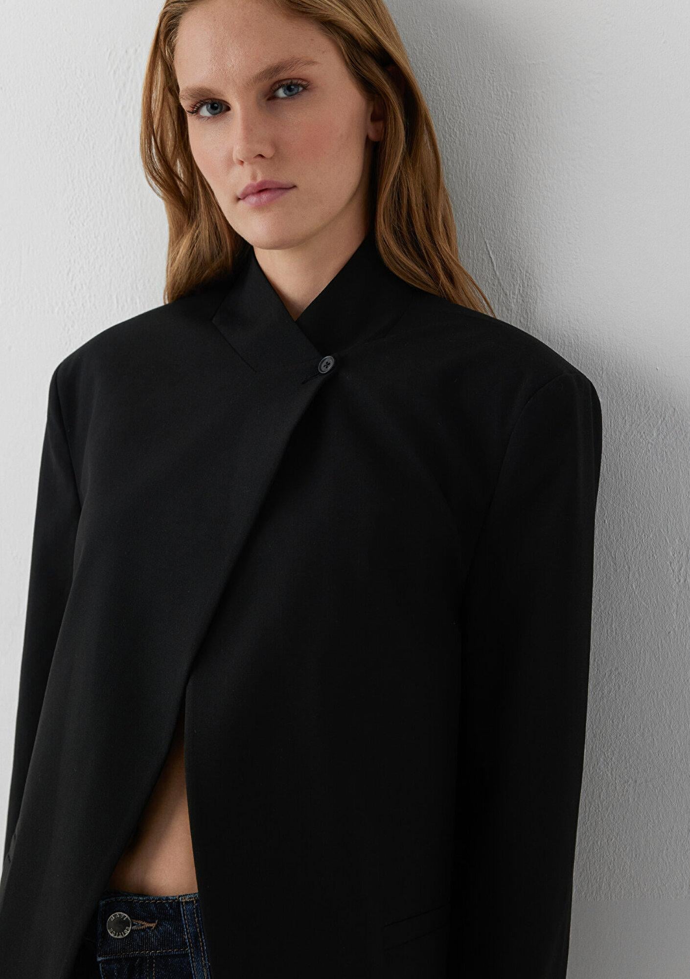 Mavi Yün Karışımlı Siyah Blazer 1120332-900