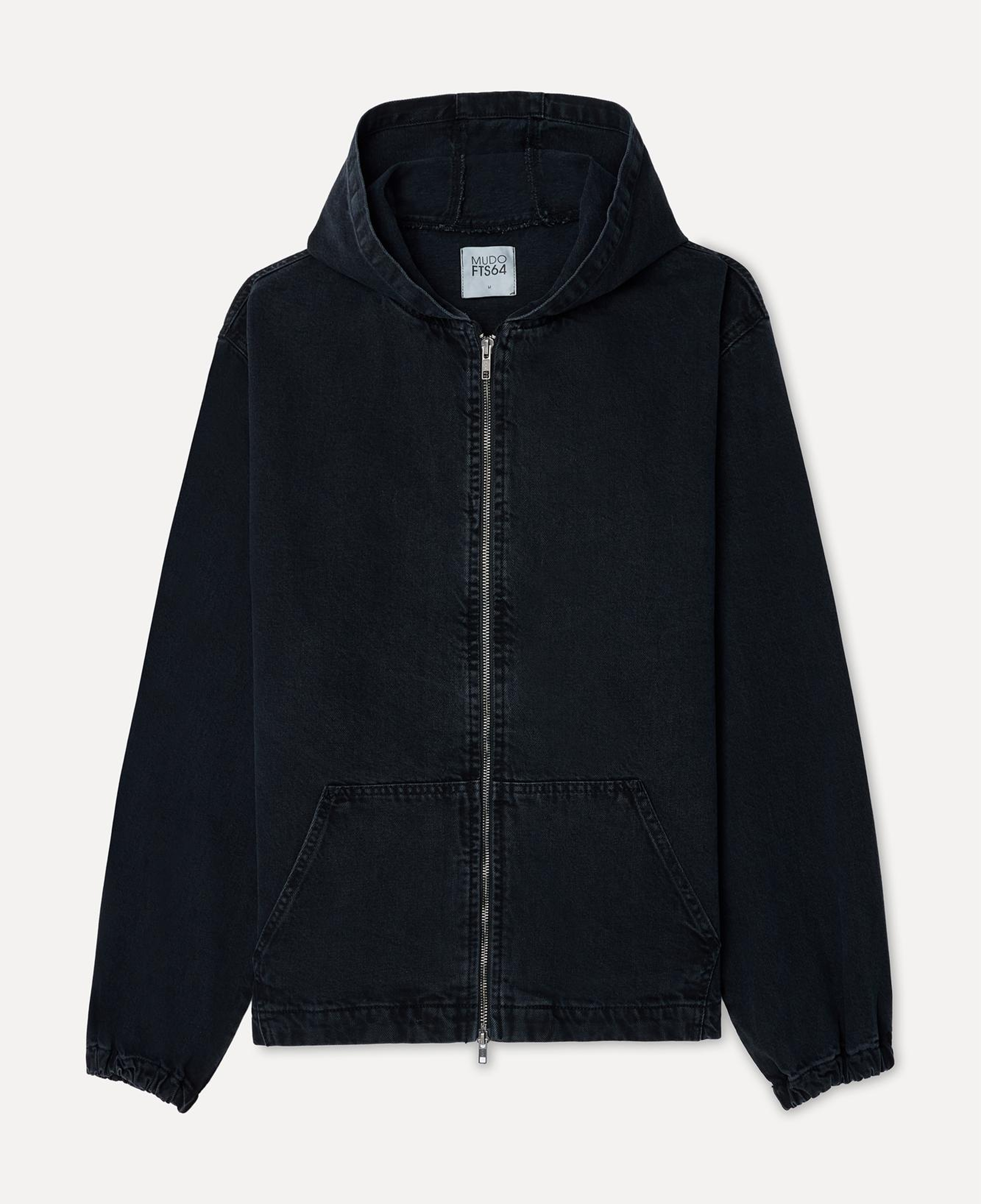 Erkek Siyah Oversize Fermuarlı Kapüşonlu Ceket