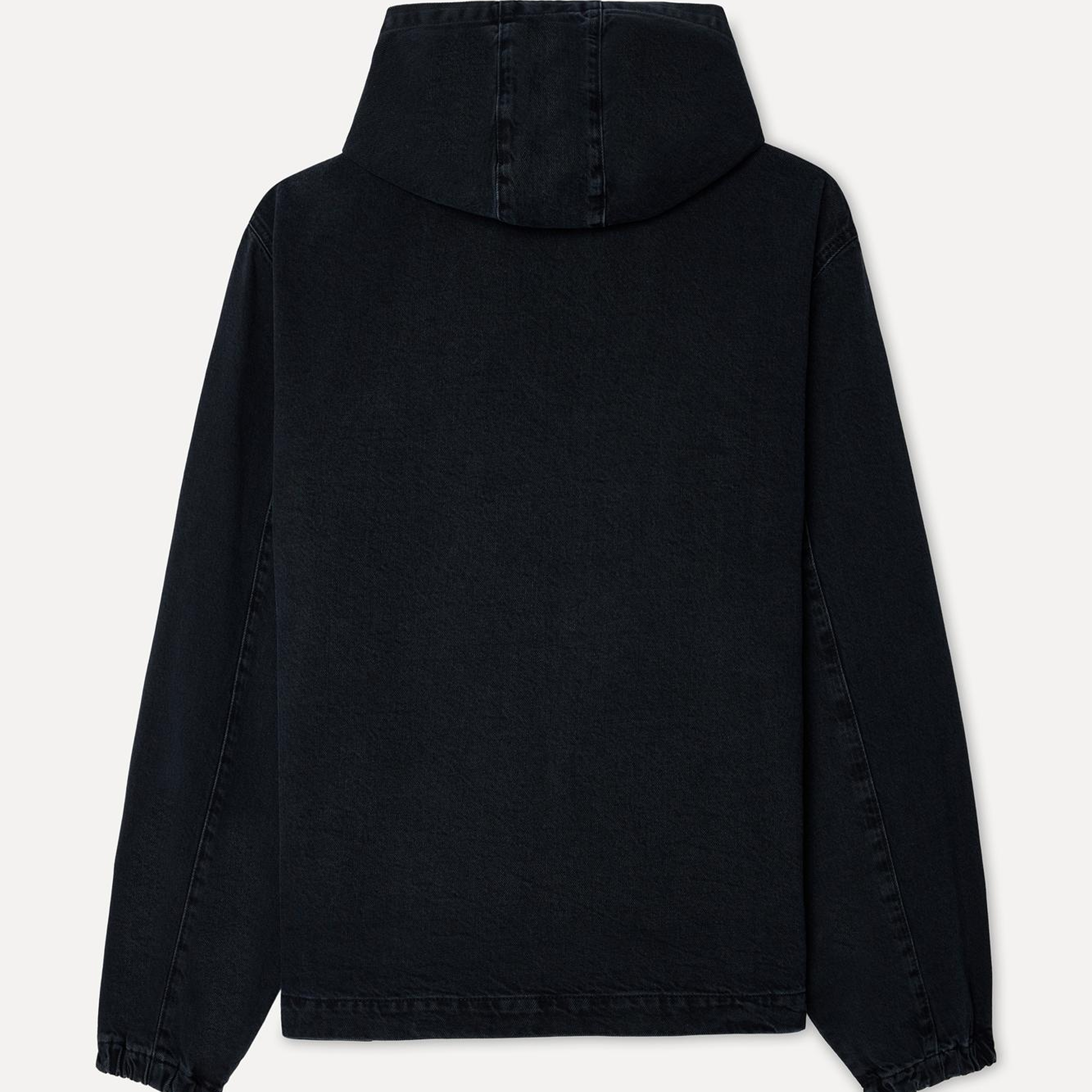 Erkek Siyah Oversize Fermuarlı Kapüşonlu Ceket