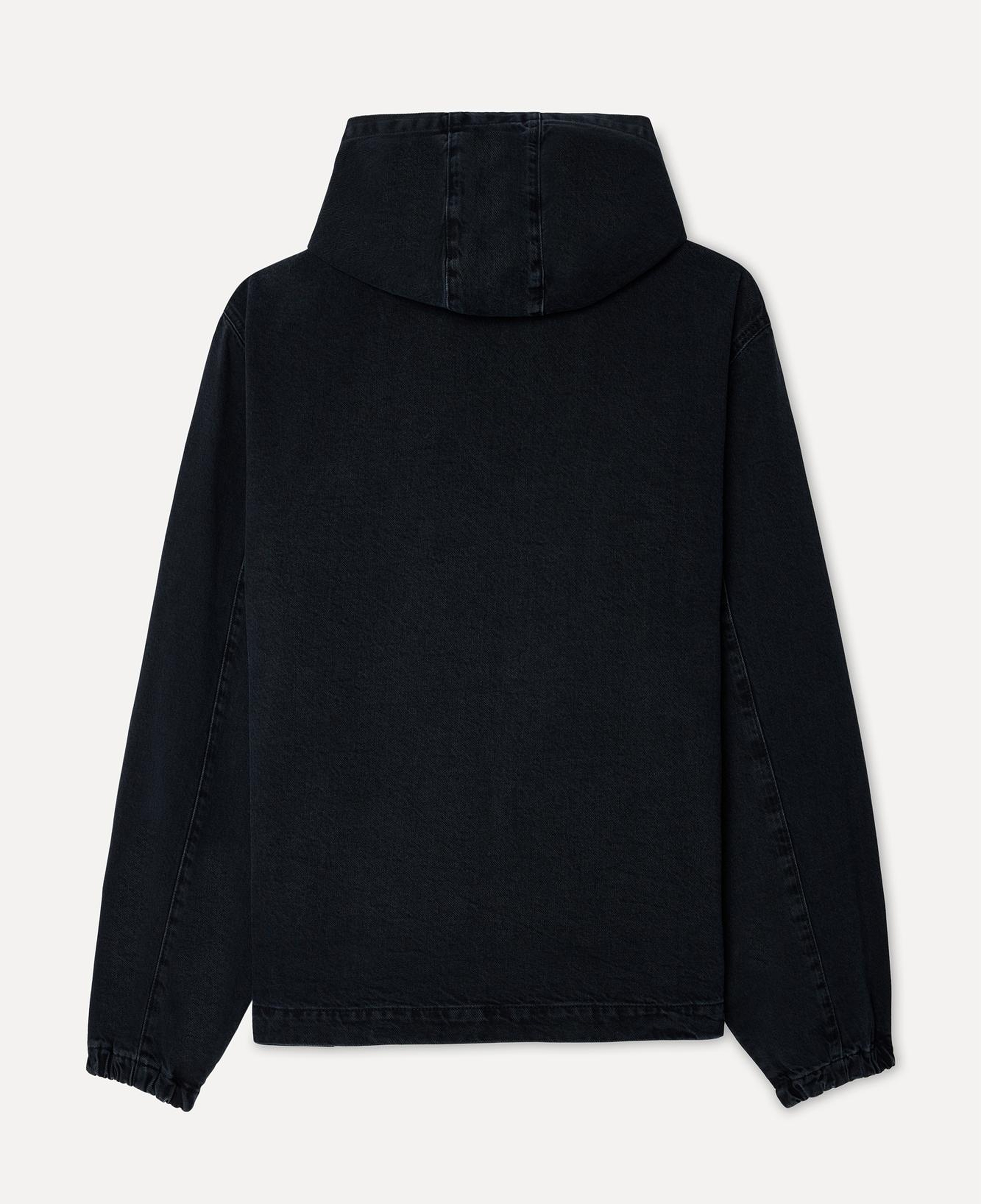 Erkek Siyah Oversize Fermuarlı Kapüşonlu Ceket