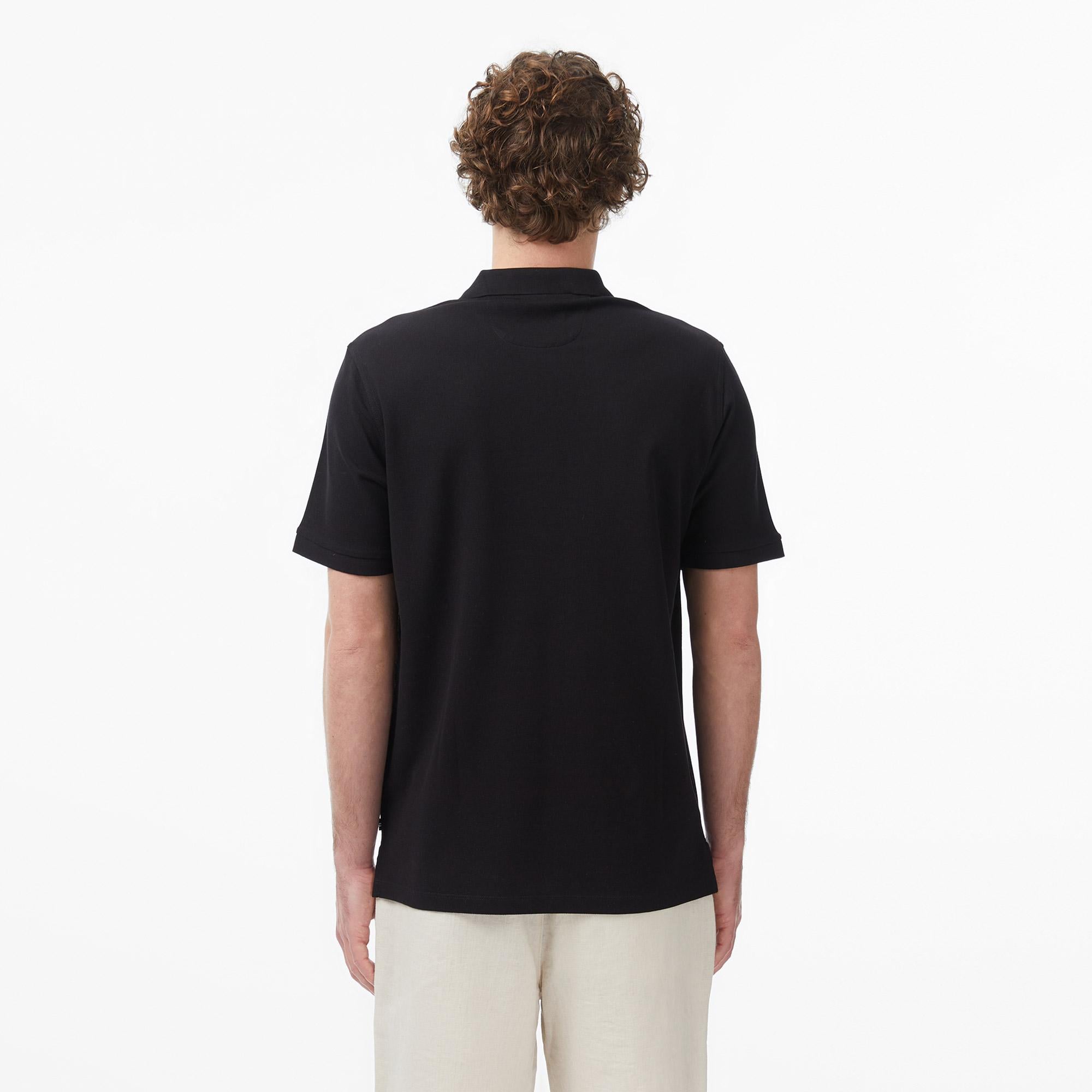 Nautica Erkek Siyah Regular Fit Polo Yaka T-Shirt