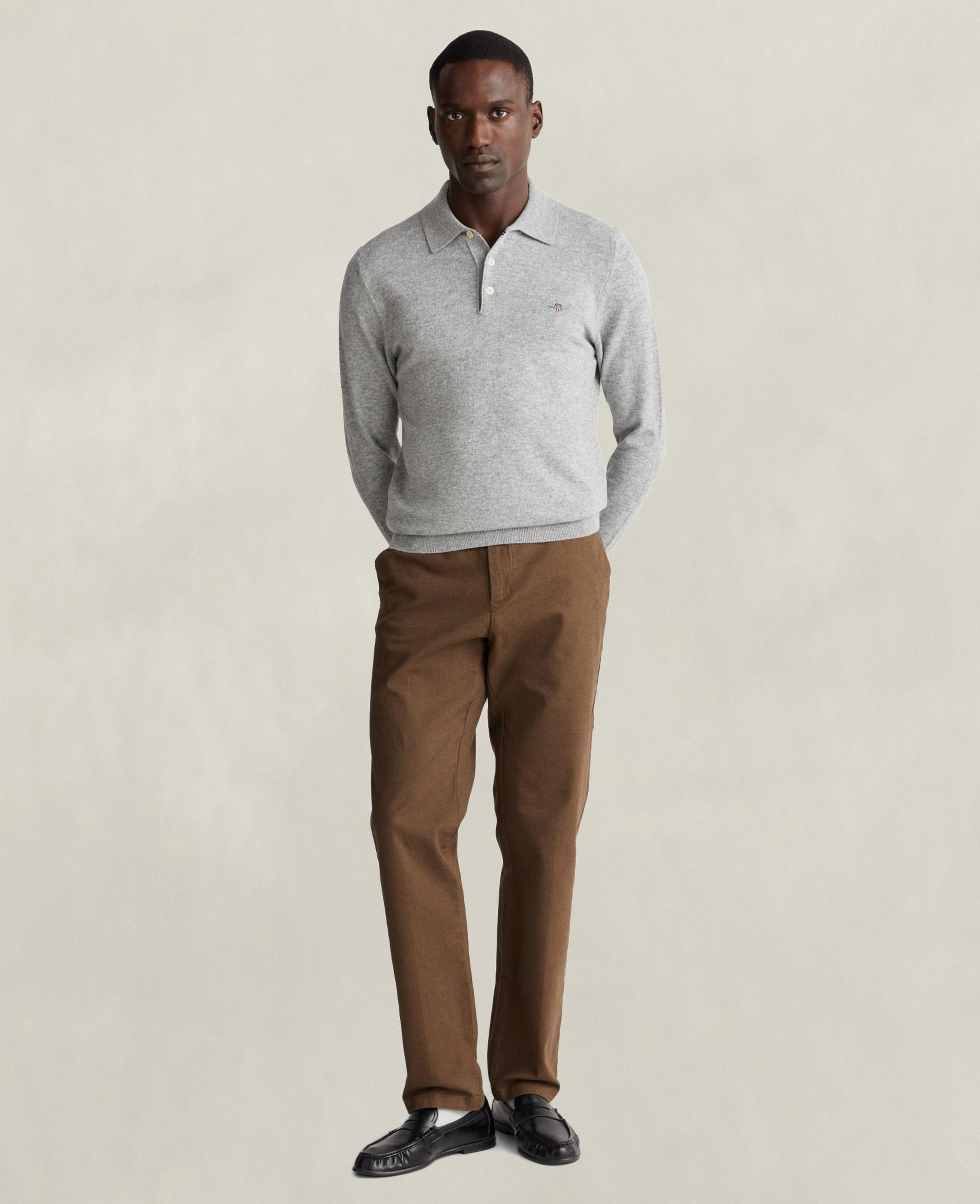GANT Erkek Kahverengi Slim Fit Casual Herringbone Pantolon