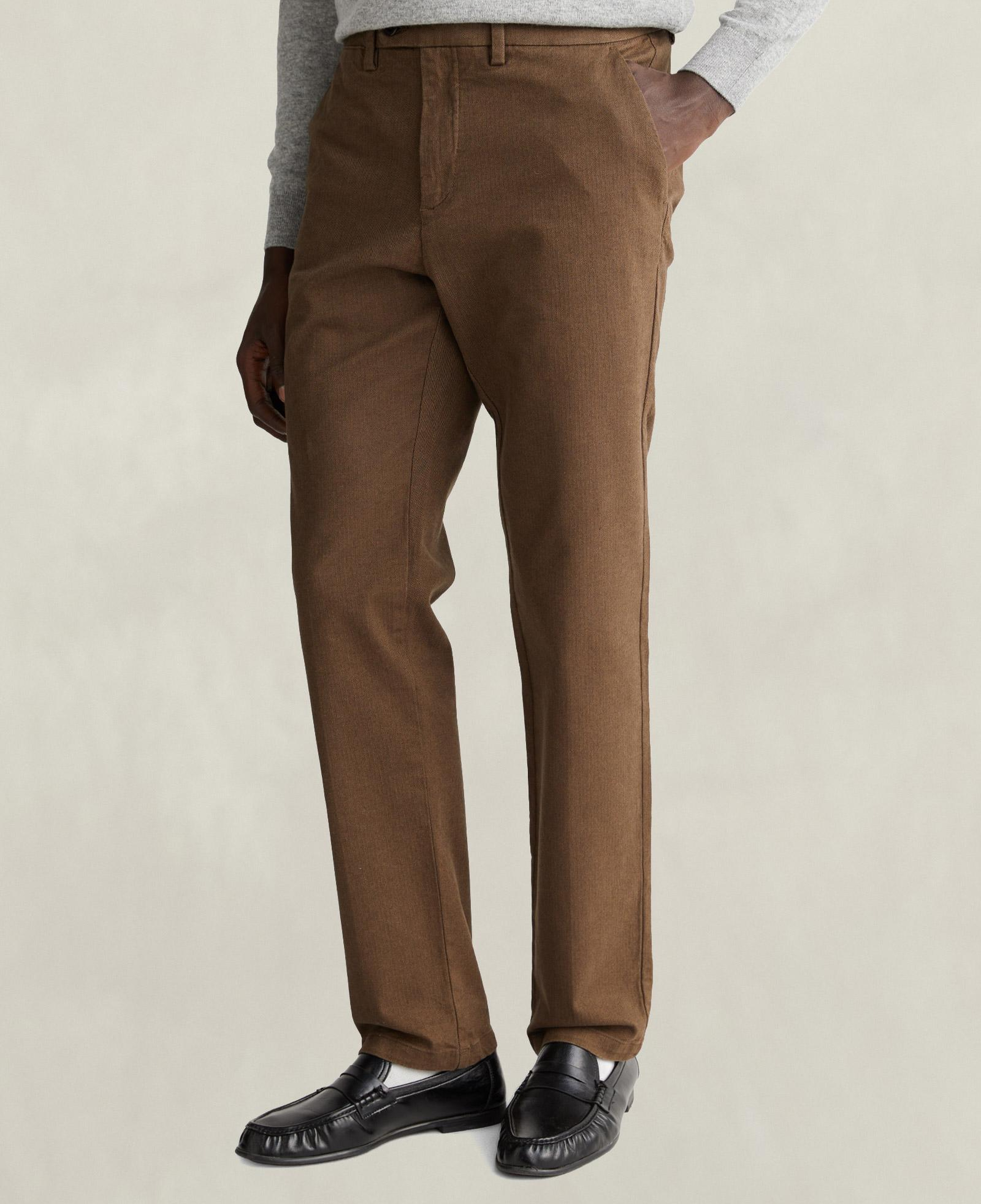 GANT Erkek Kahverengi Slim Fit Casual Herringbone Pantolon