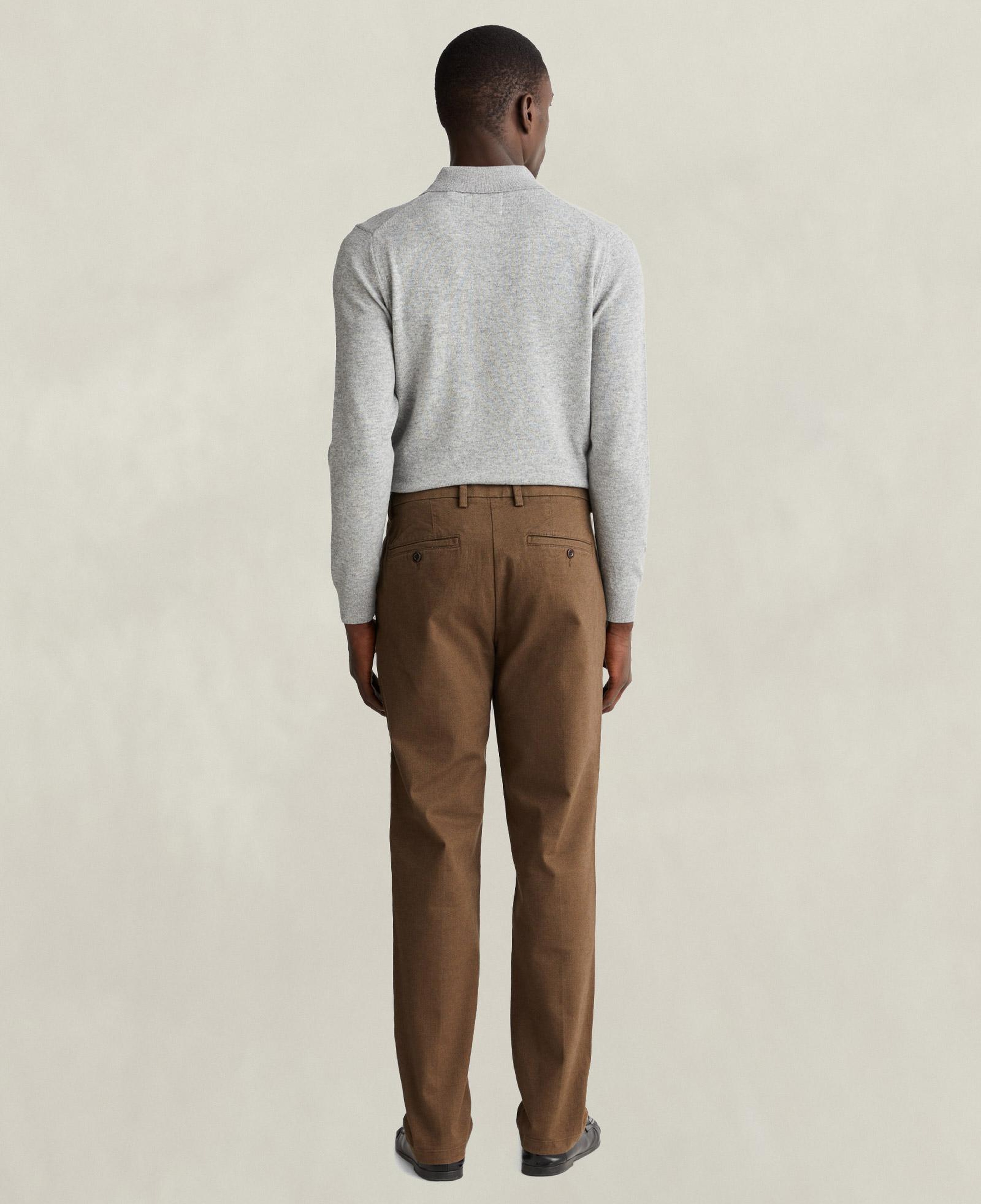 GANT Erkek Kahverengi Slim Fit Casual Herringbone Pantolon