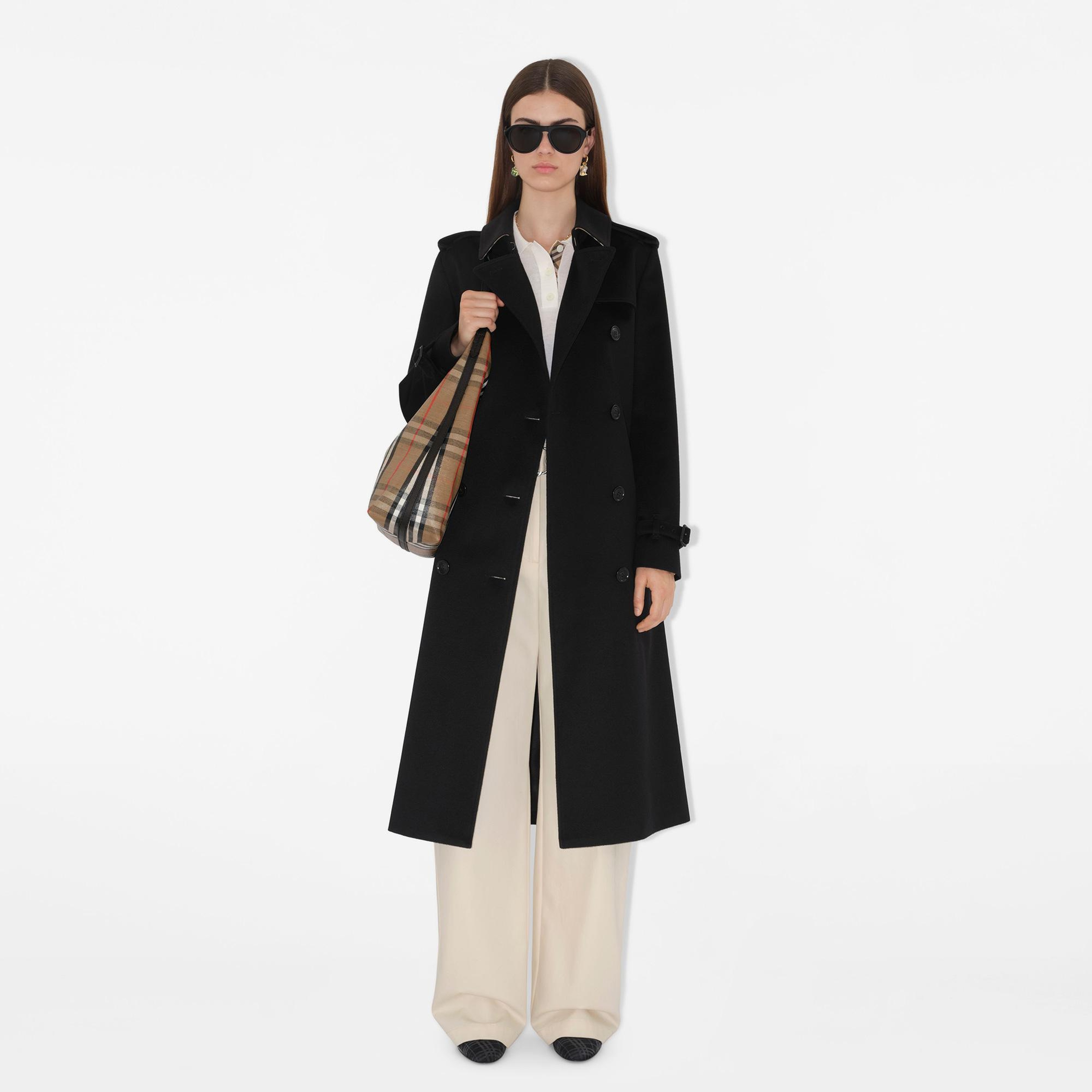 Burberry Long Cashmere Kensington Kadın Siyah Kaban