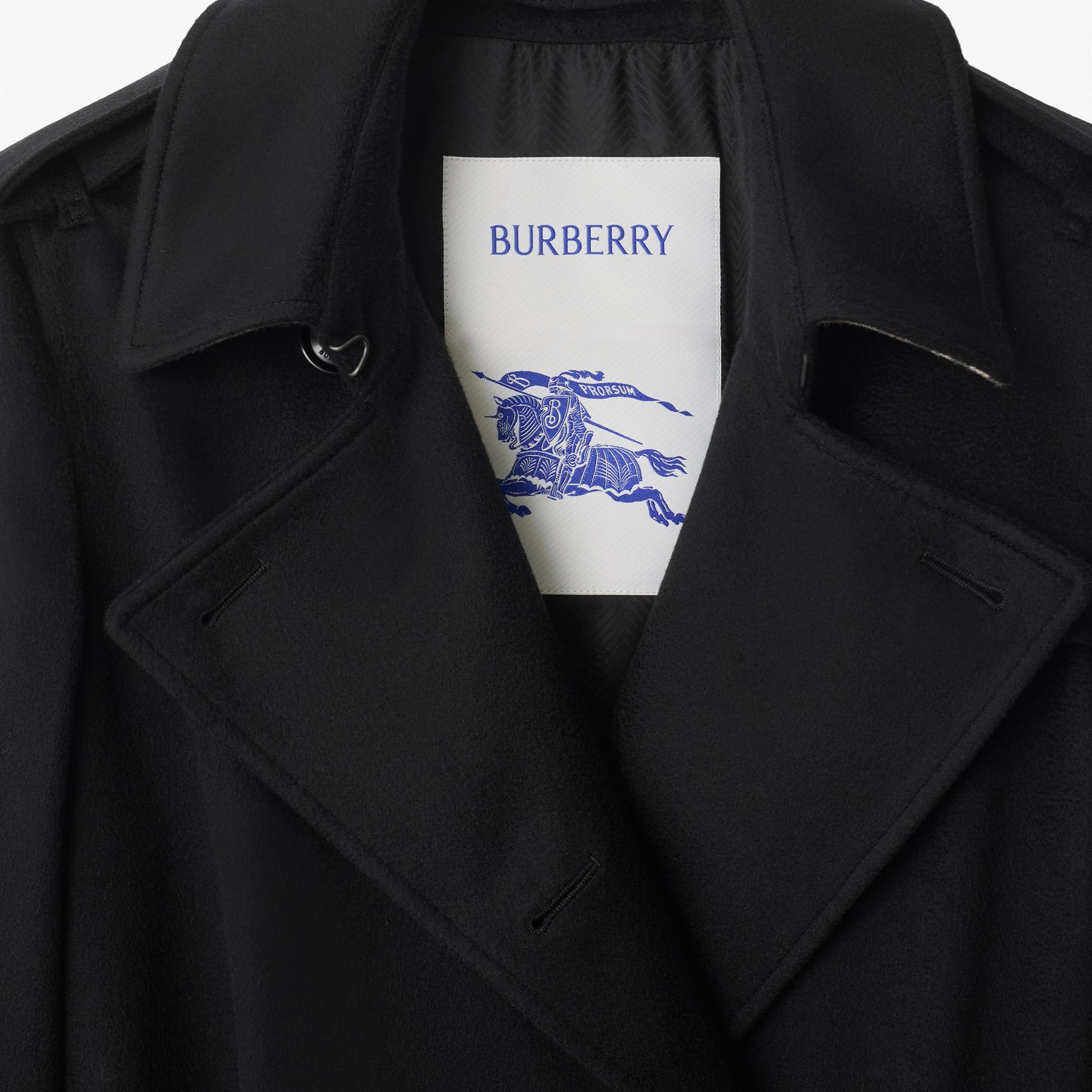 Burberry Long Cashmere Kensington Kadın Siyah Kaban
