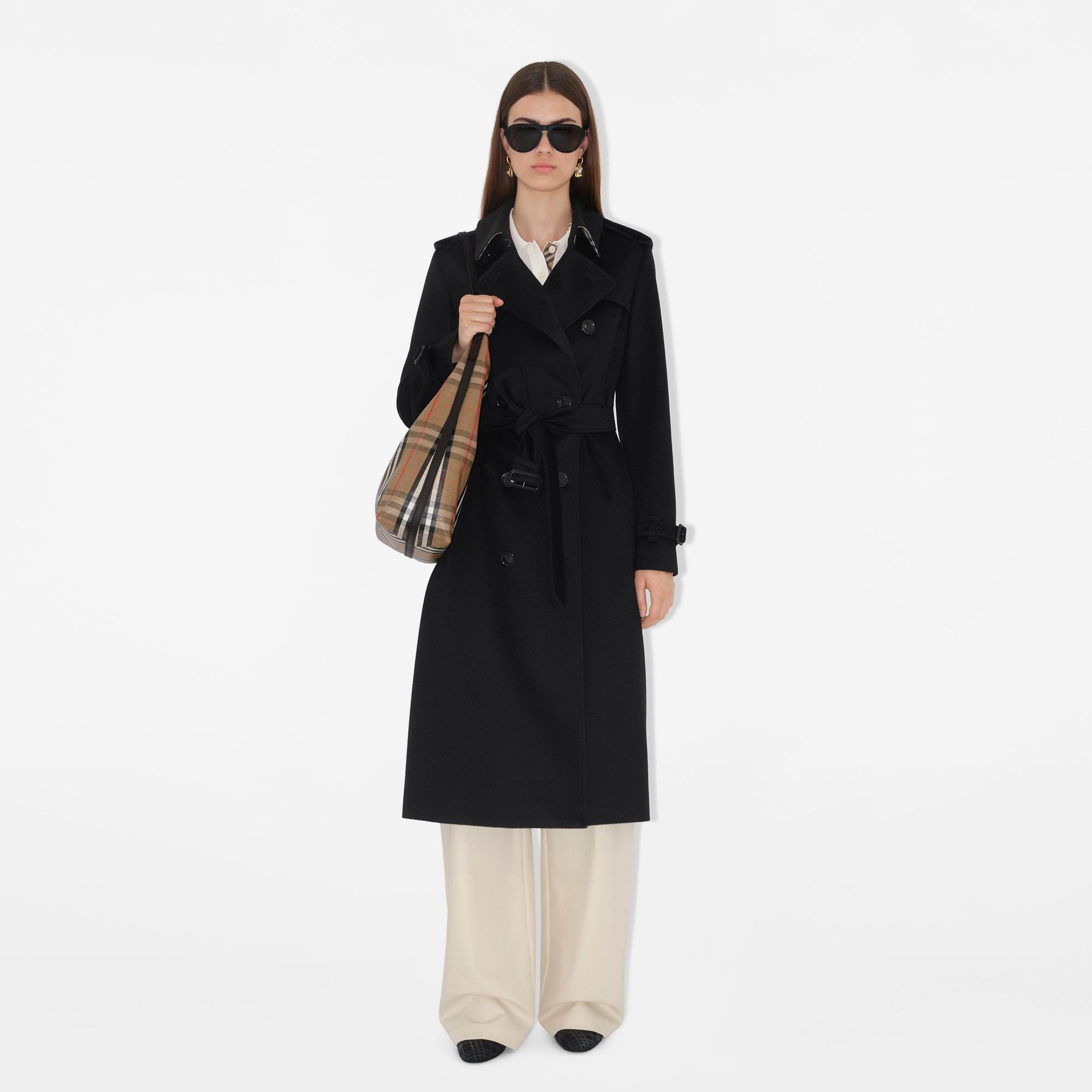 Burberry Long Cashmere Kensington Kadın Siyah Kaban