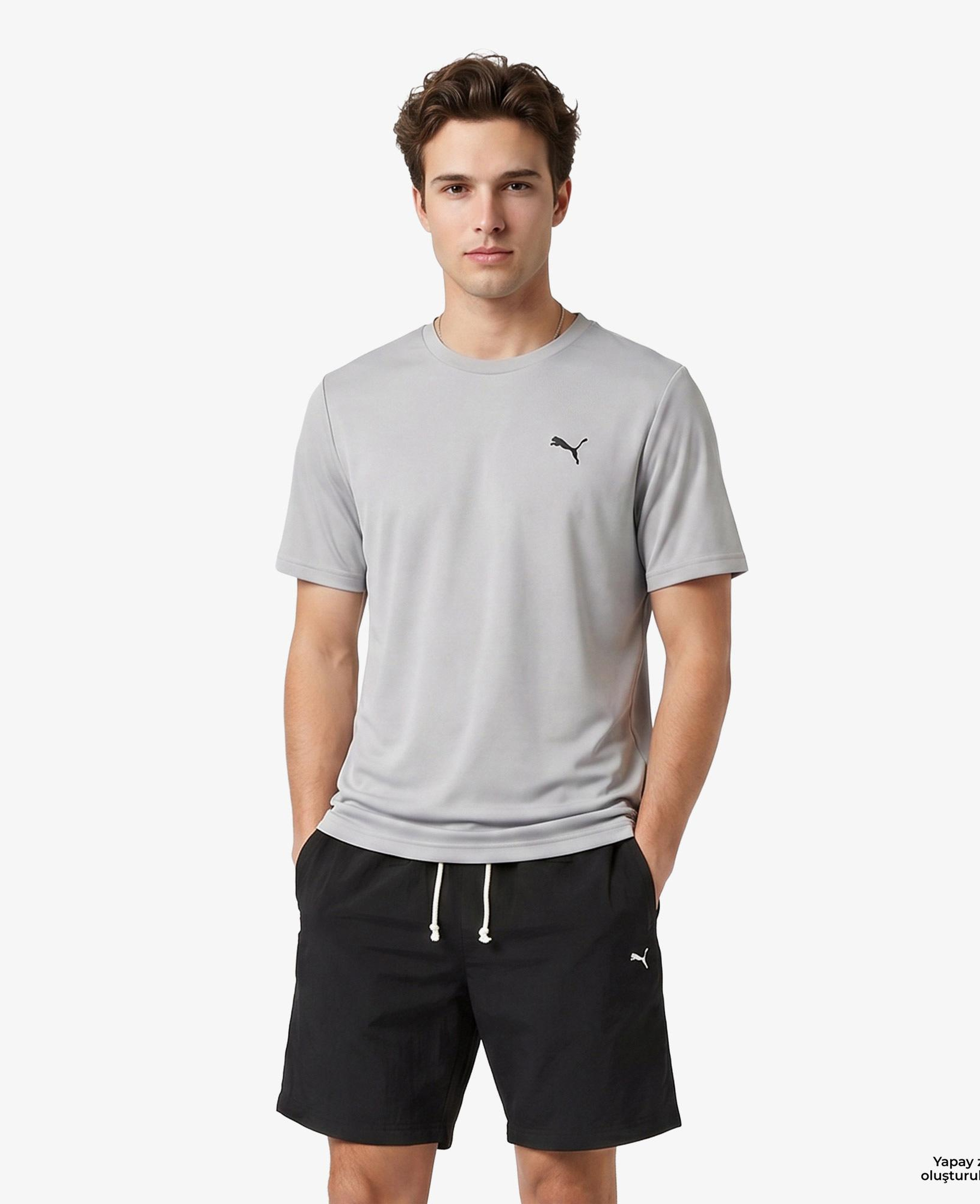 Puma Essentials Small Logo Poly  Erkek Gri T-Shirt