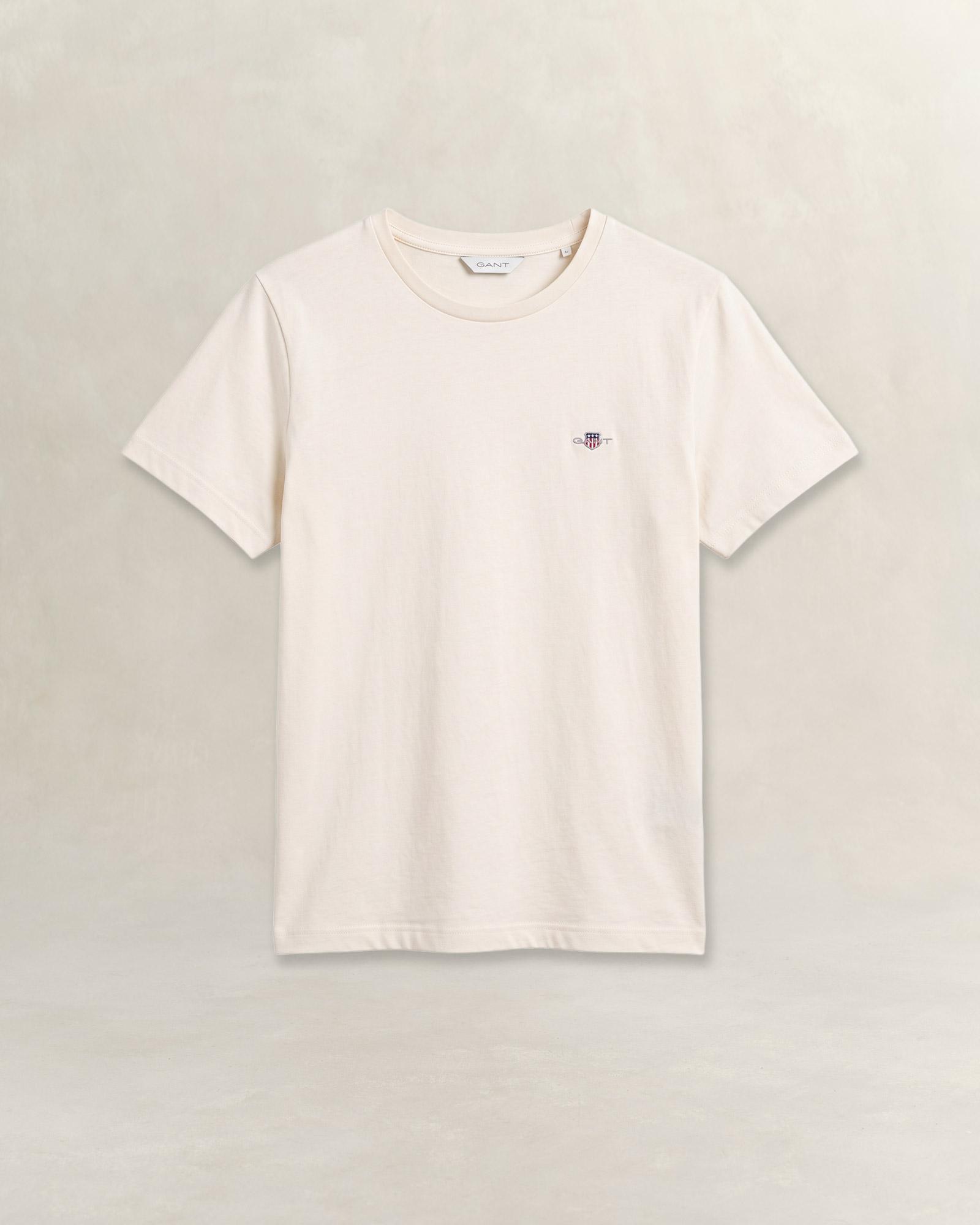 GANT Kadın Krem Bisiklet Yaka Regular Fit Logolu T-Shirt