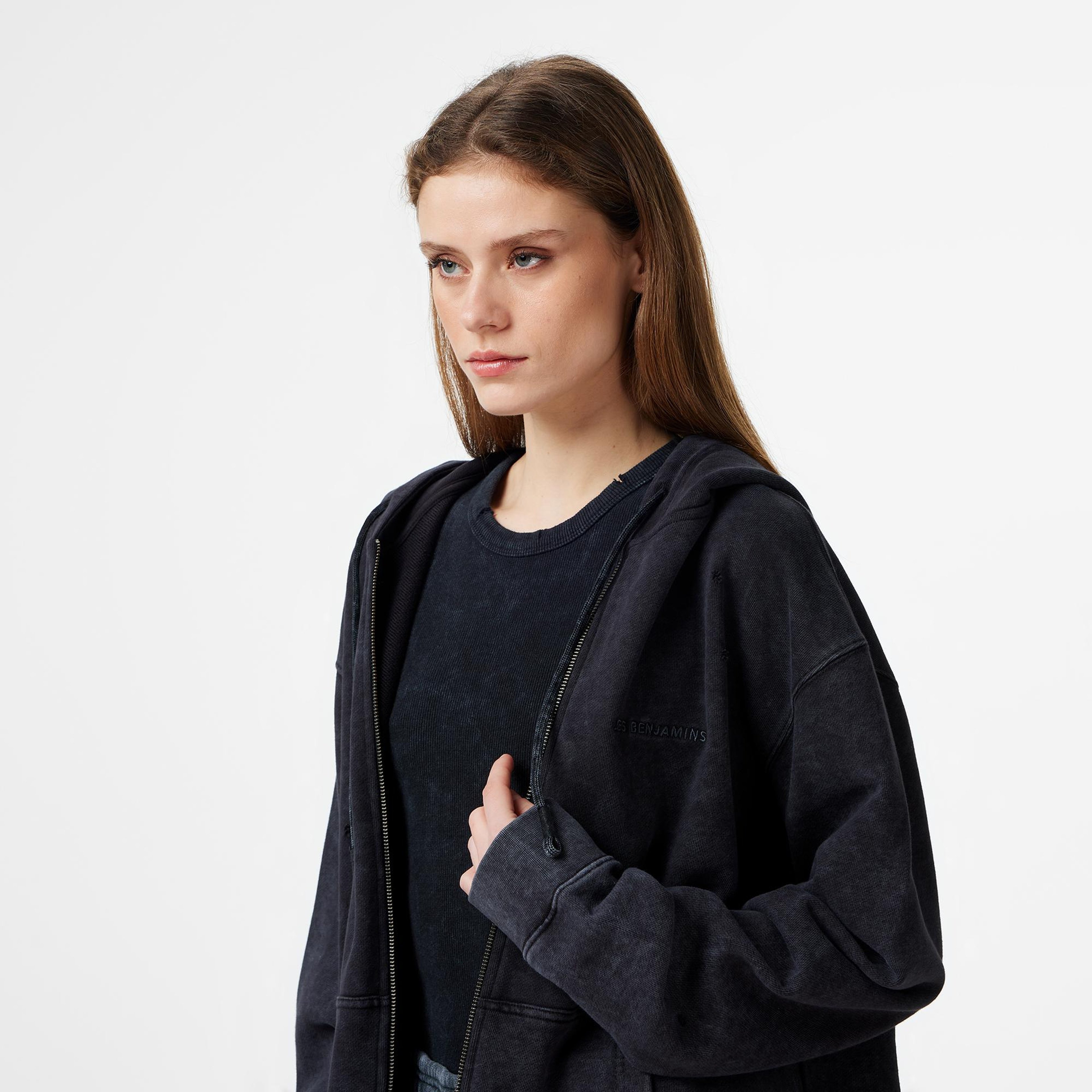 Les Benjamins Regular Fit Kadın Siyah Sweatshirt