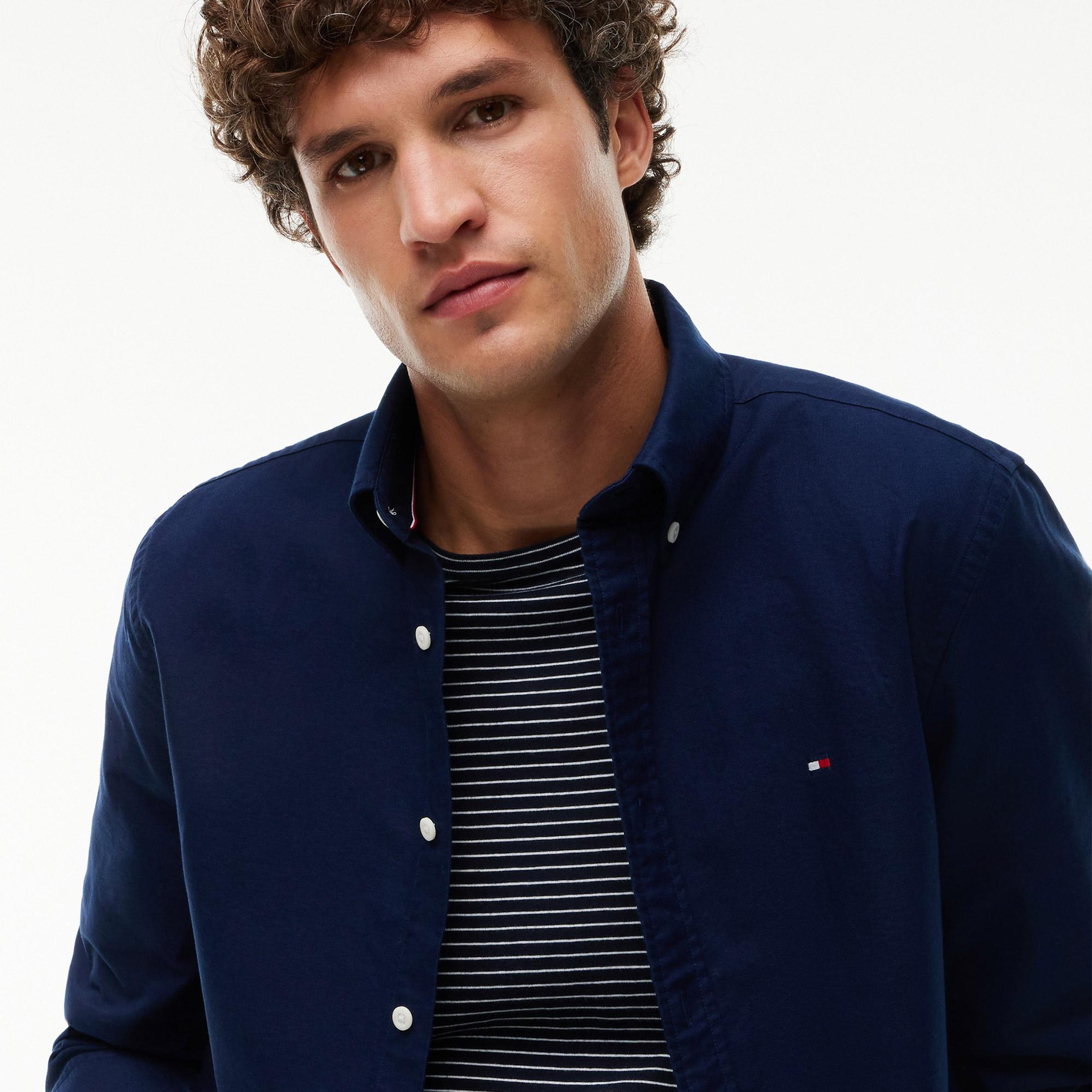 Tommy Hilfiger Solid Heritage Oxford Erkek Mavi Gömlek