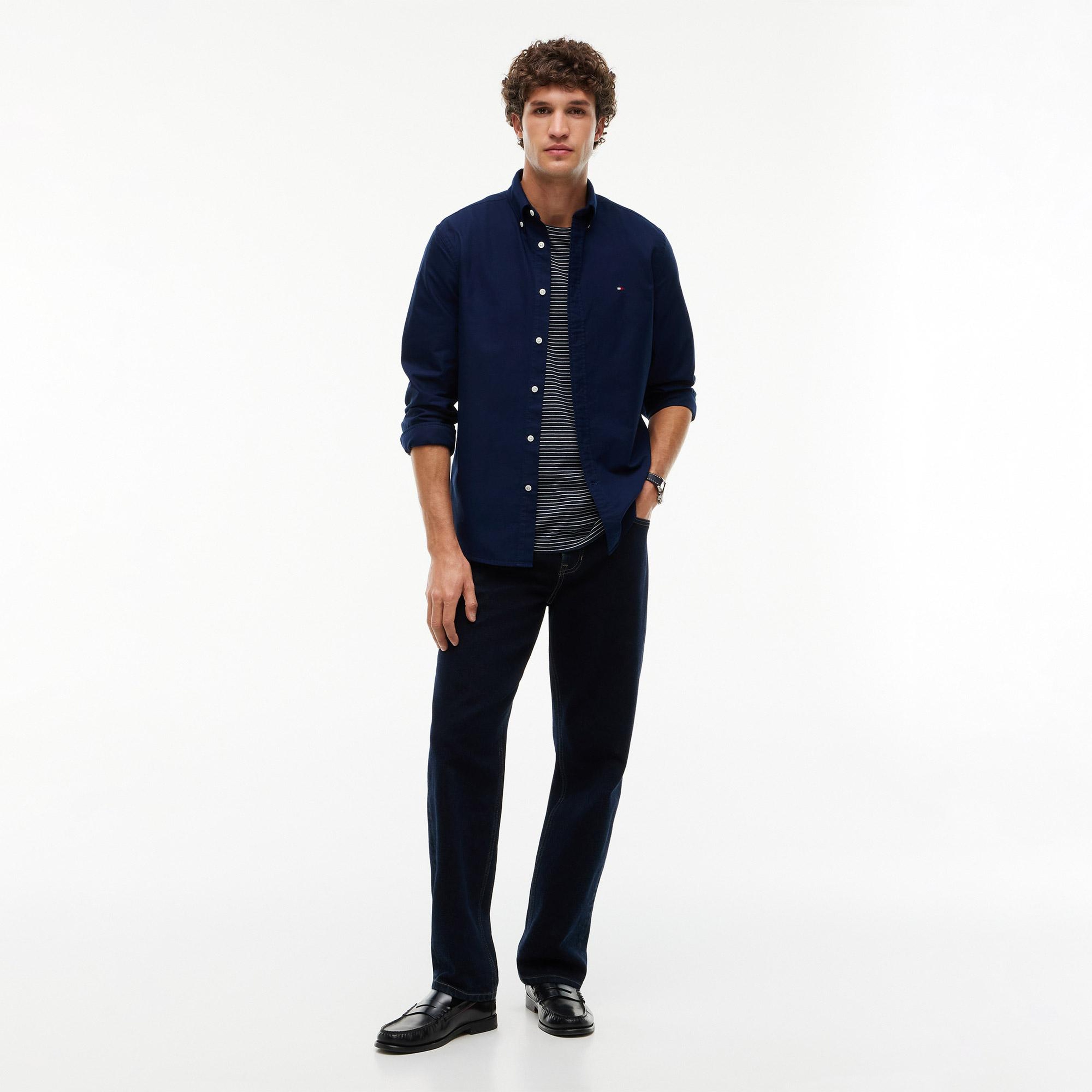 Tommy Hilfiger Solid Heritage Oxford Erkek Mavi Gömlek