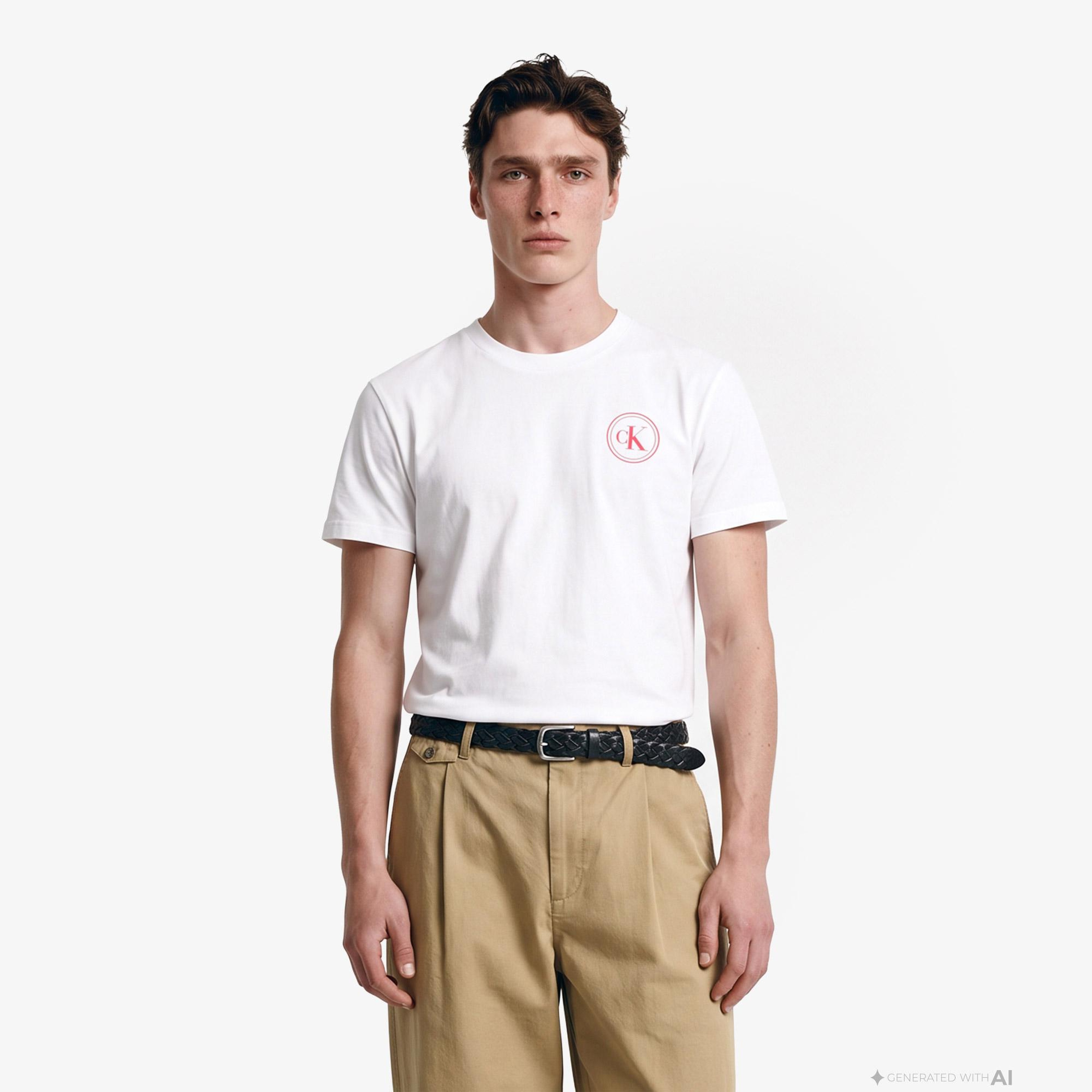 Calvin Klein 20S Crest 1968 Erkek Beyaz T-Shirt