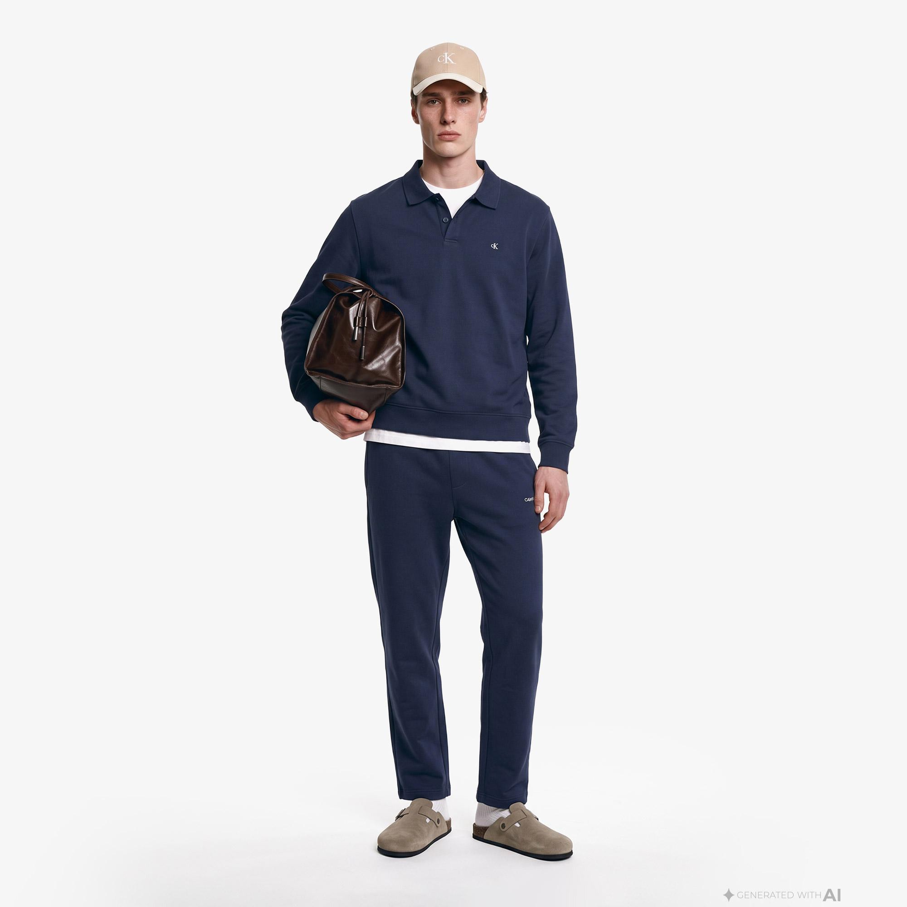 Calvin Klein Premtrry Micro Logo Jogger Erkek Mavi Eşofman Altı
