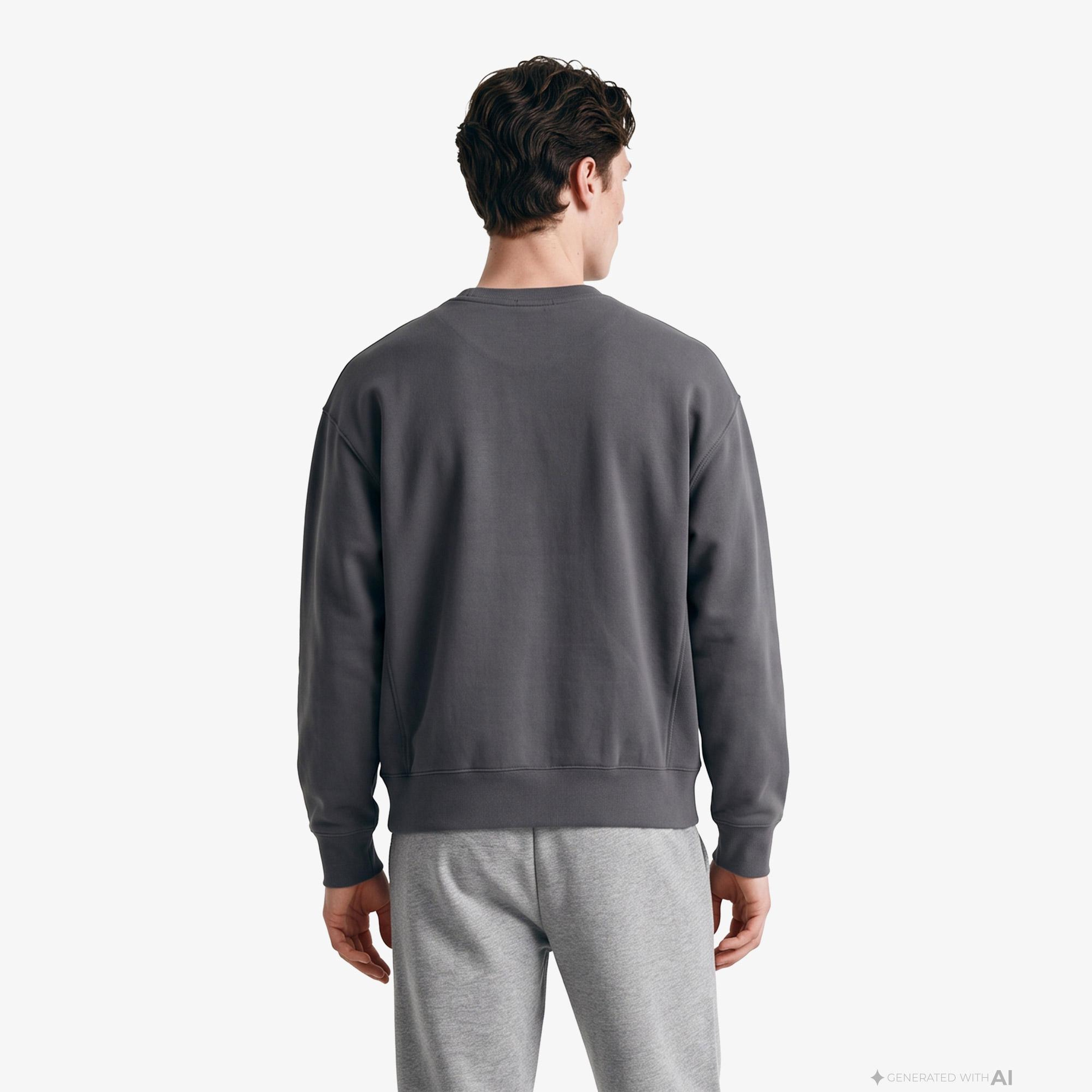 Calvin Klein Premium Terry Painted Monologo Erkek Gri Sweatshirt