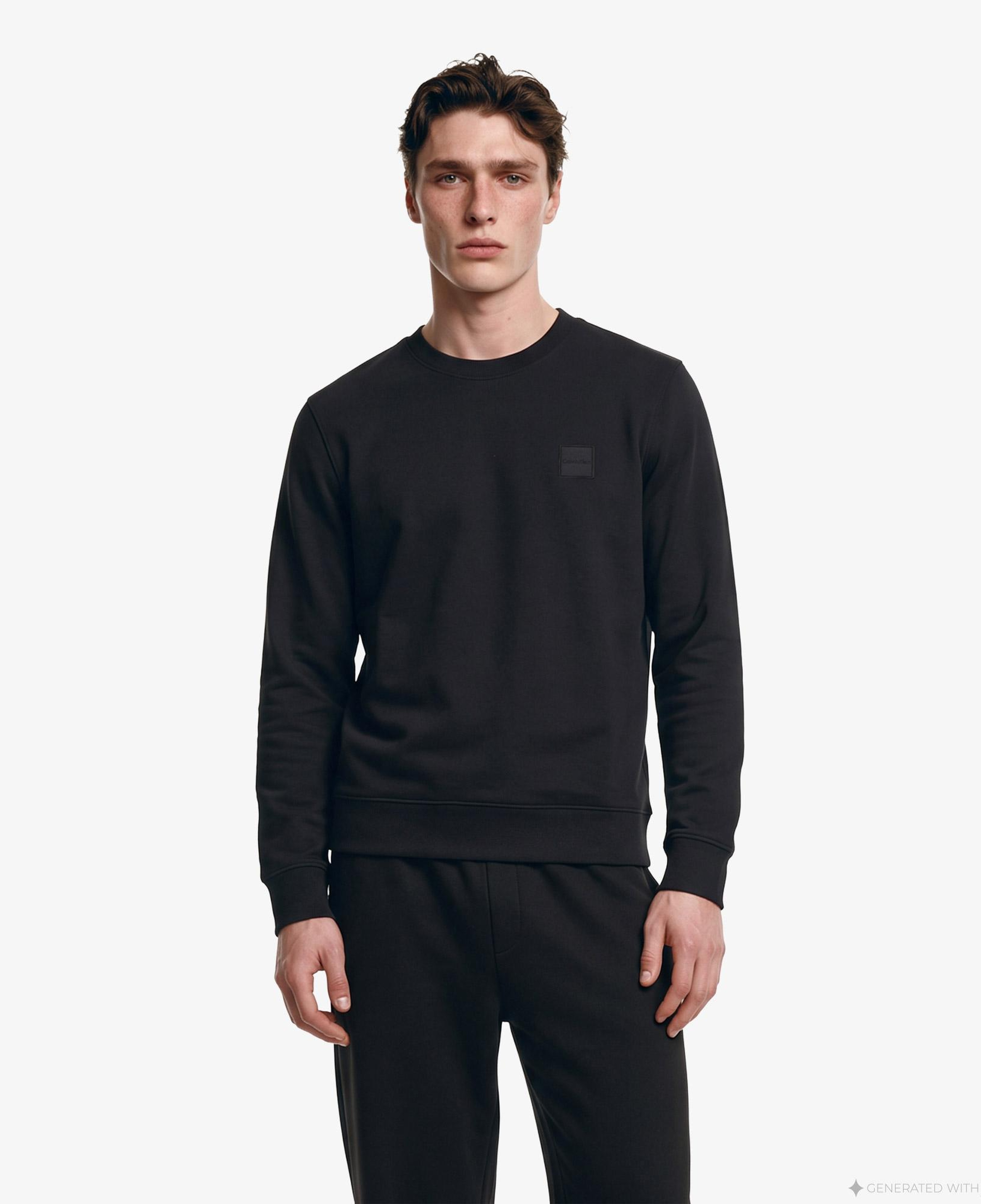 Calvin Klein Terry Rubber Badge Erkek Siyah Sweatshirt
