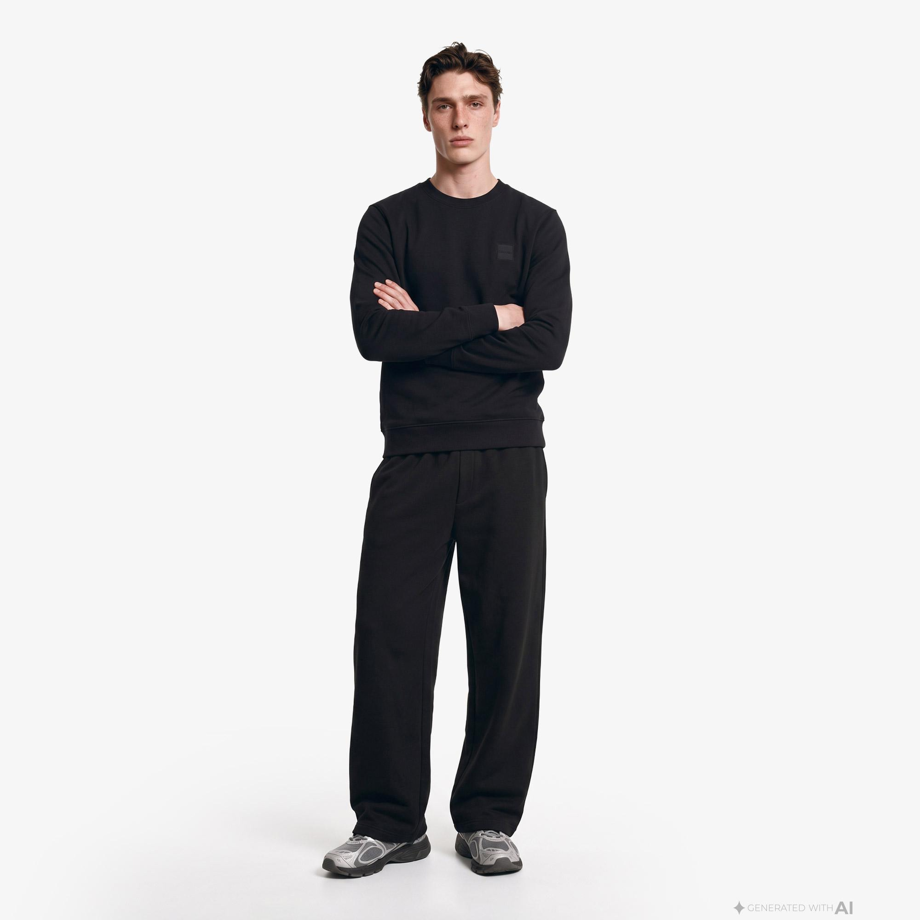 Calvin Klein Terry Rubber Badge Erkek Siyah Sweatshirt