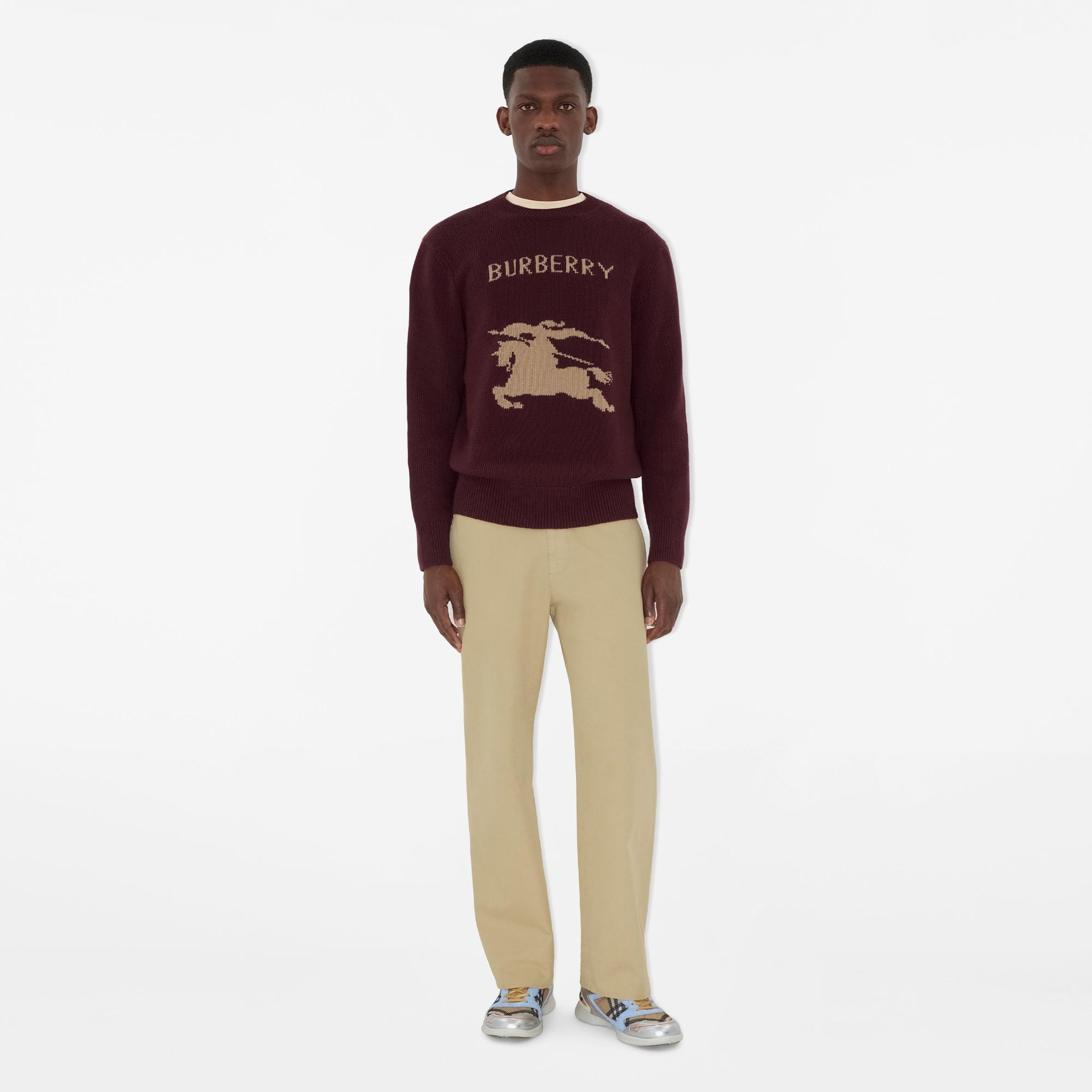 Burberry Wool Cashmere Erkek Bordo Triko