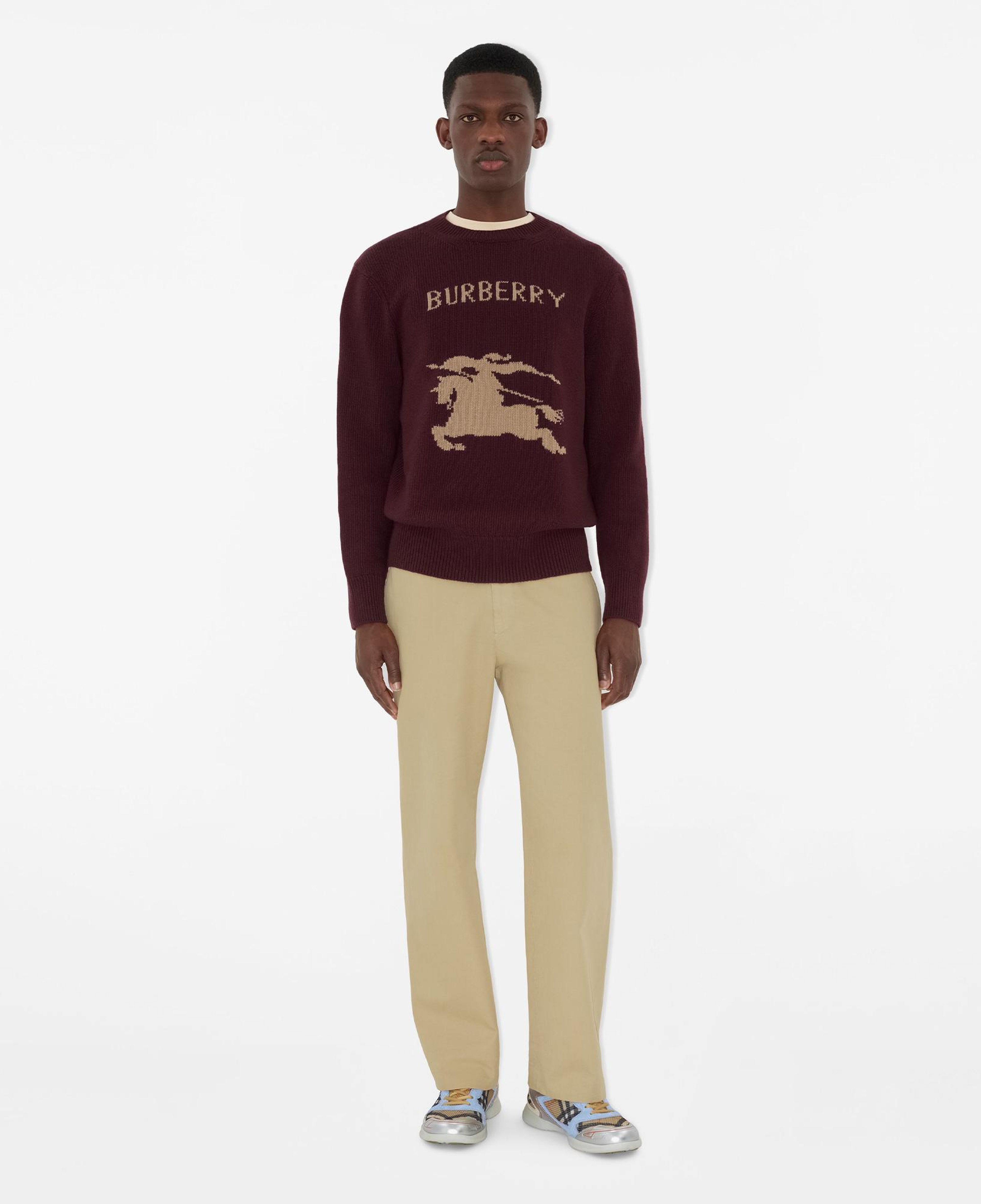 Burberry Wool Cashmere Erkek Bordo Triko