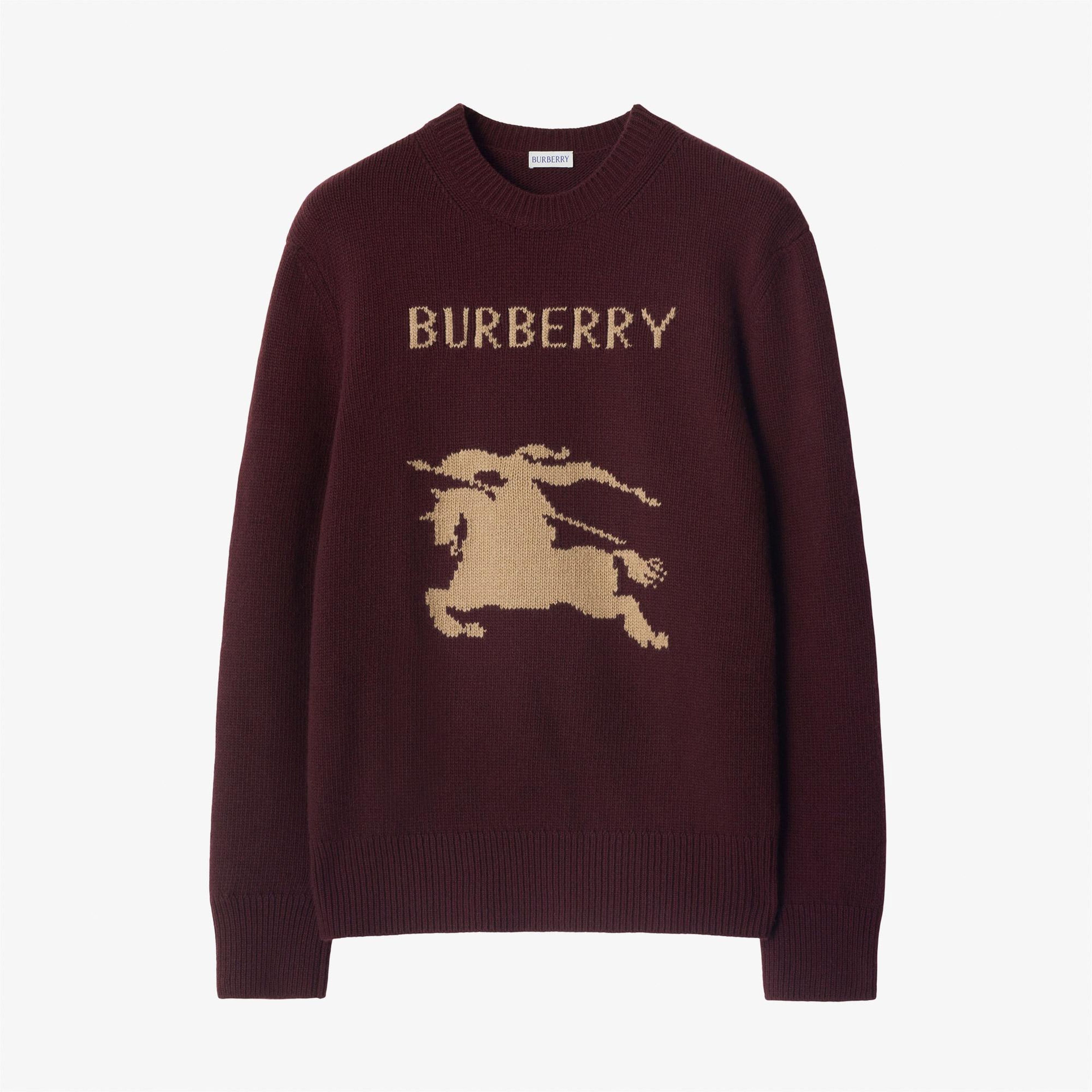 Burberry Wool Cashmere Erkek Bordo Triko