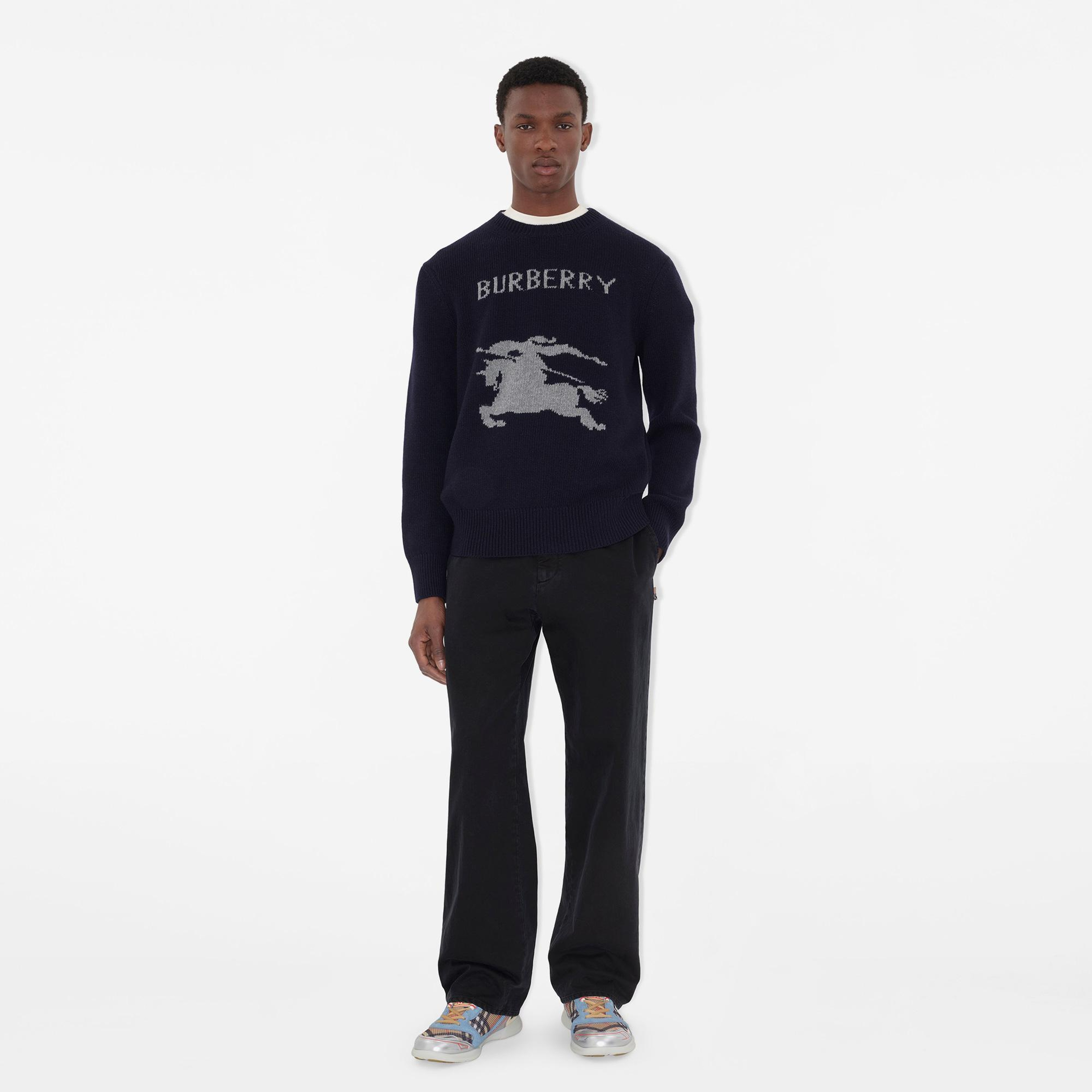 Burberry Wool Cashmere Erkek Lacivert Triko