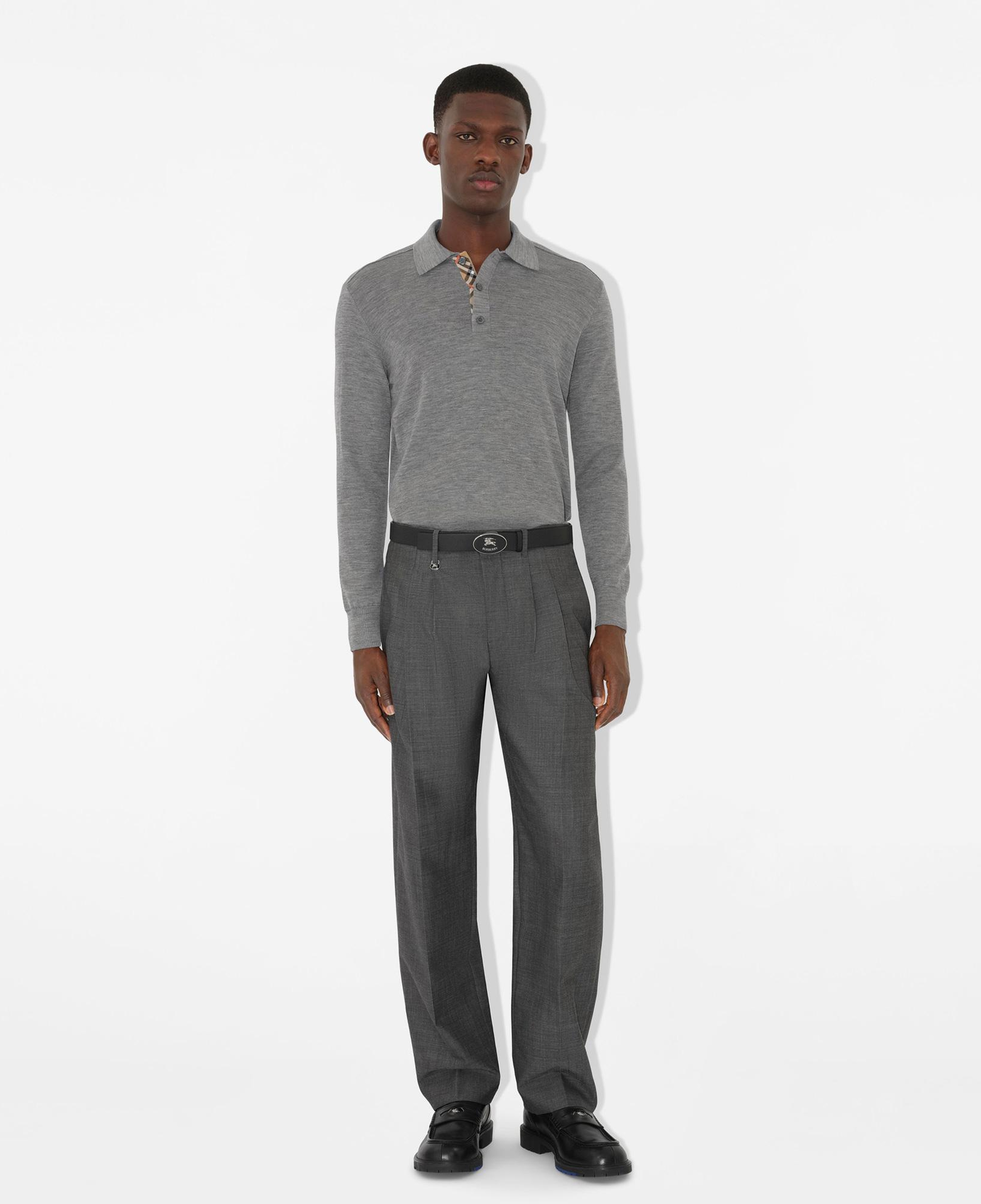 Burberry Marcus Long-Sleeve Wool Erkek Gri Triko