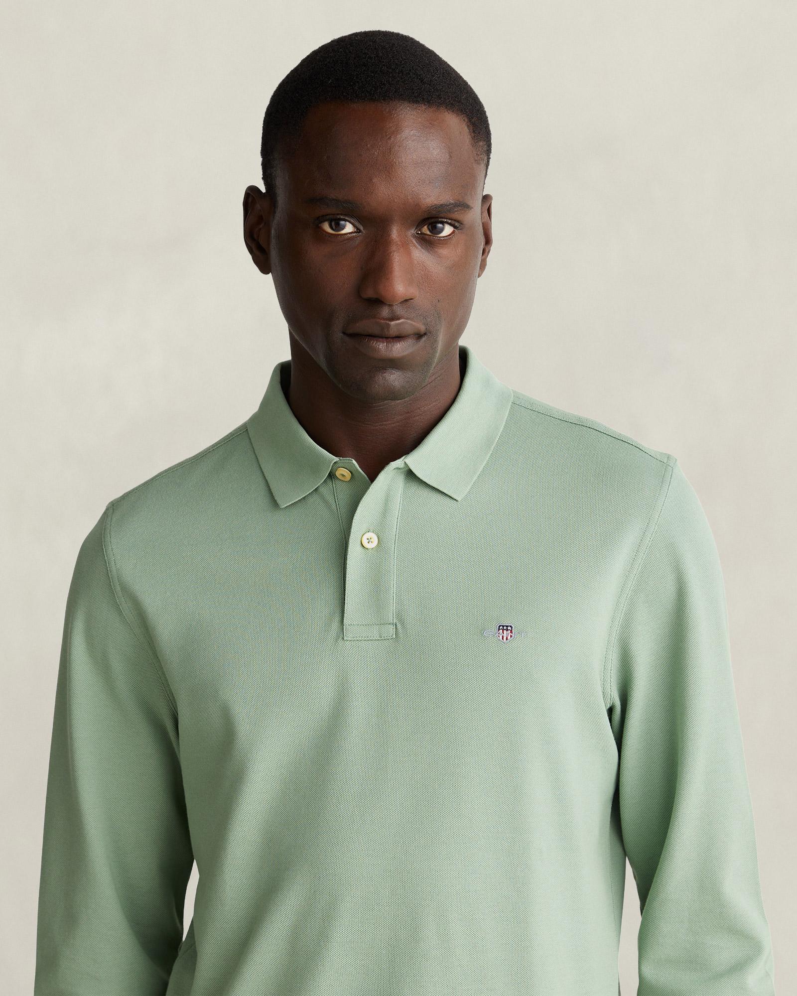 GANT Erkek Yeşil Regular Fit Polo Yaka T-Shirt