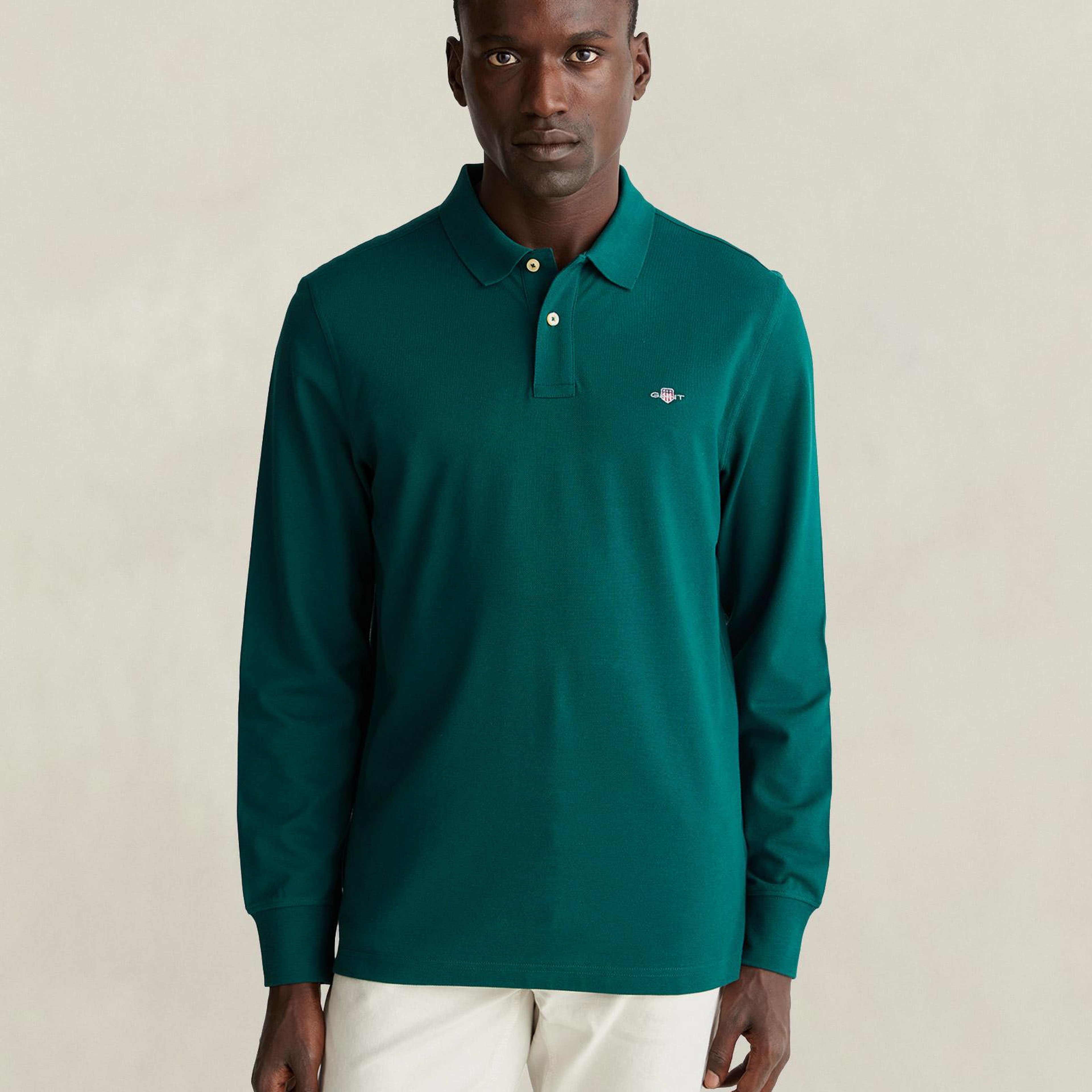 GANT Erkek Yeşil Regular Fit Polo Yaka T-Shirt