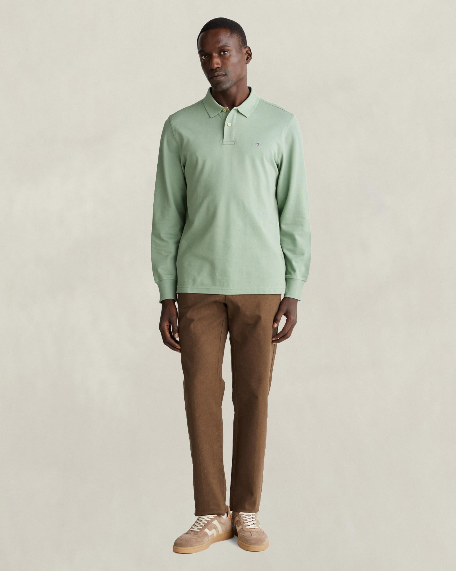 GANT Erkek Yeşil Regular Fit Polo Yaka T-Shirt